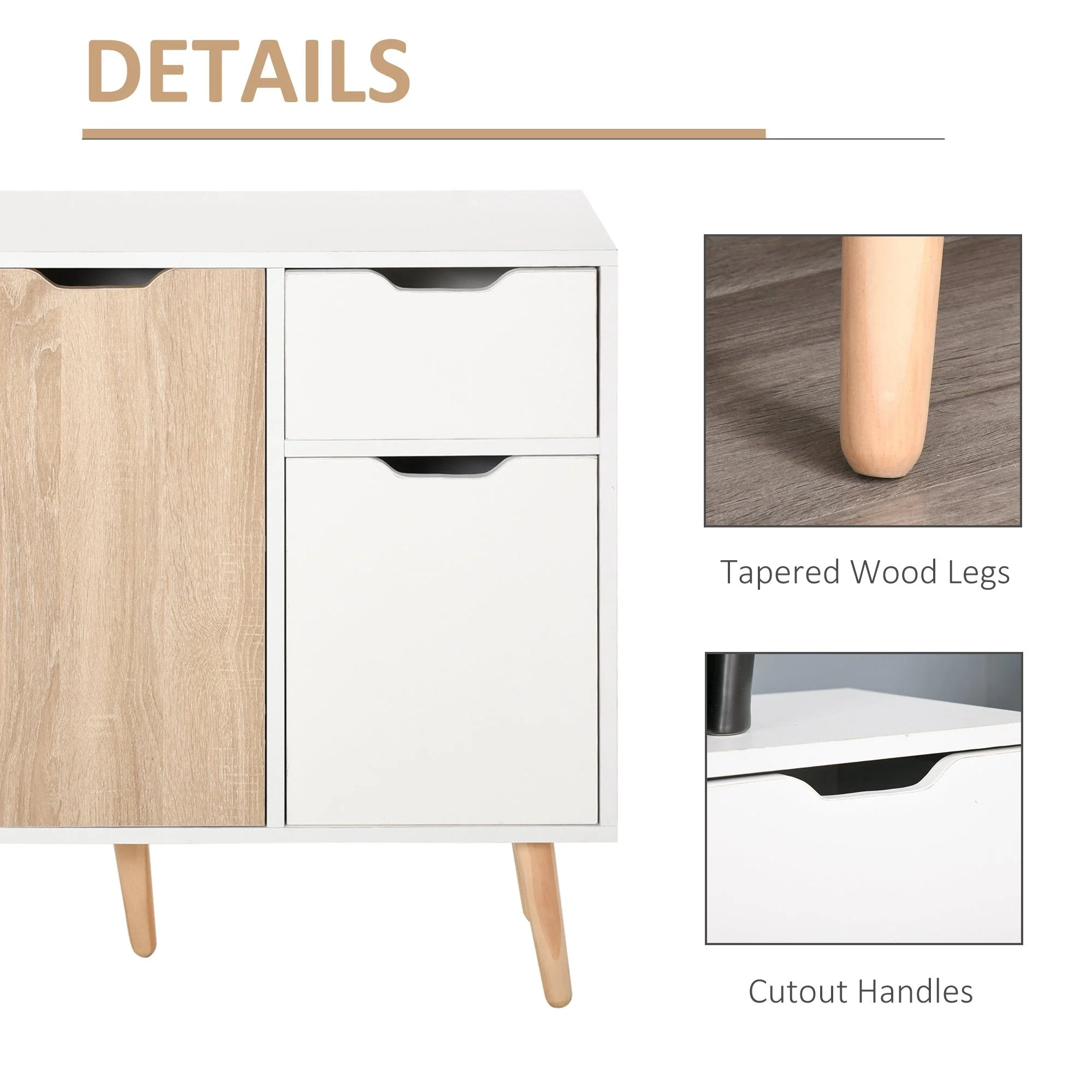Sideboard Floor Standing Storage Cabinet with Drawer for Bedroom - Image 6