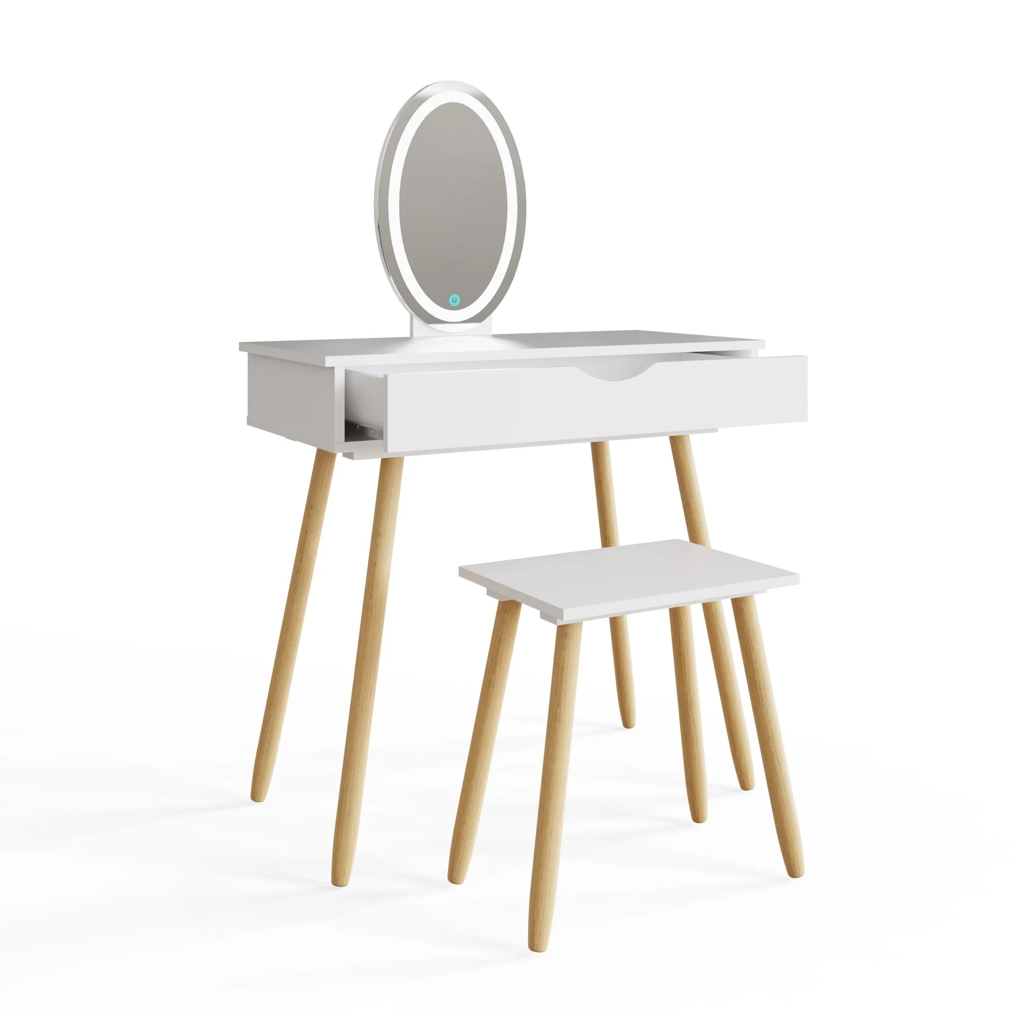 Signy Tall Dressing Table Set White 1 Drawer - Image 2