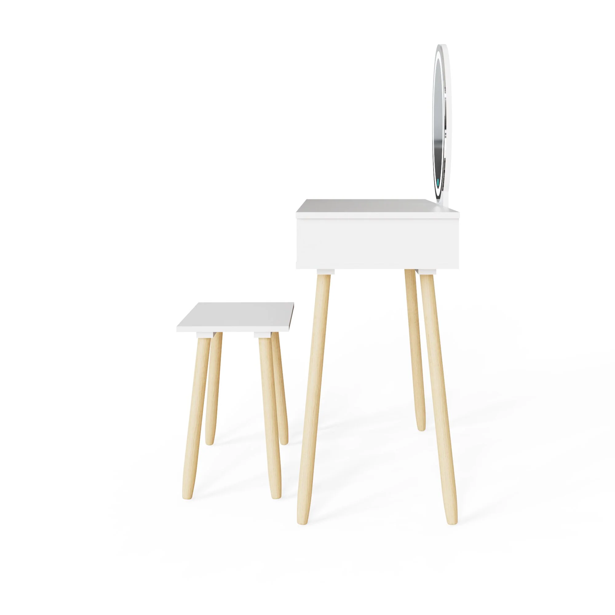 Signy Tall Dressing Table Set White 1 Drawer - Image 4