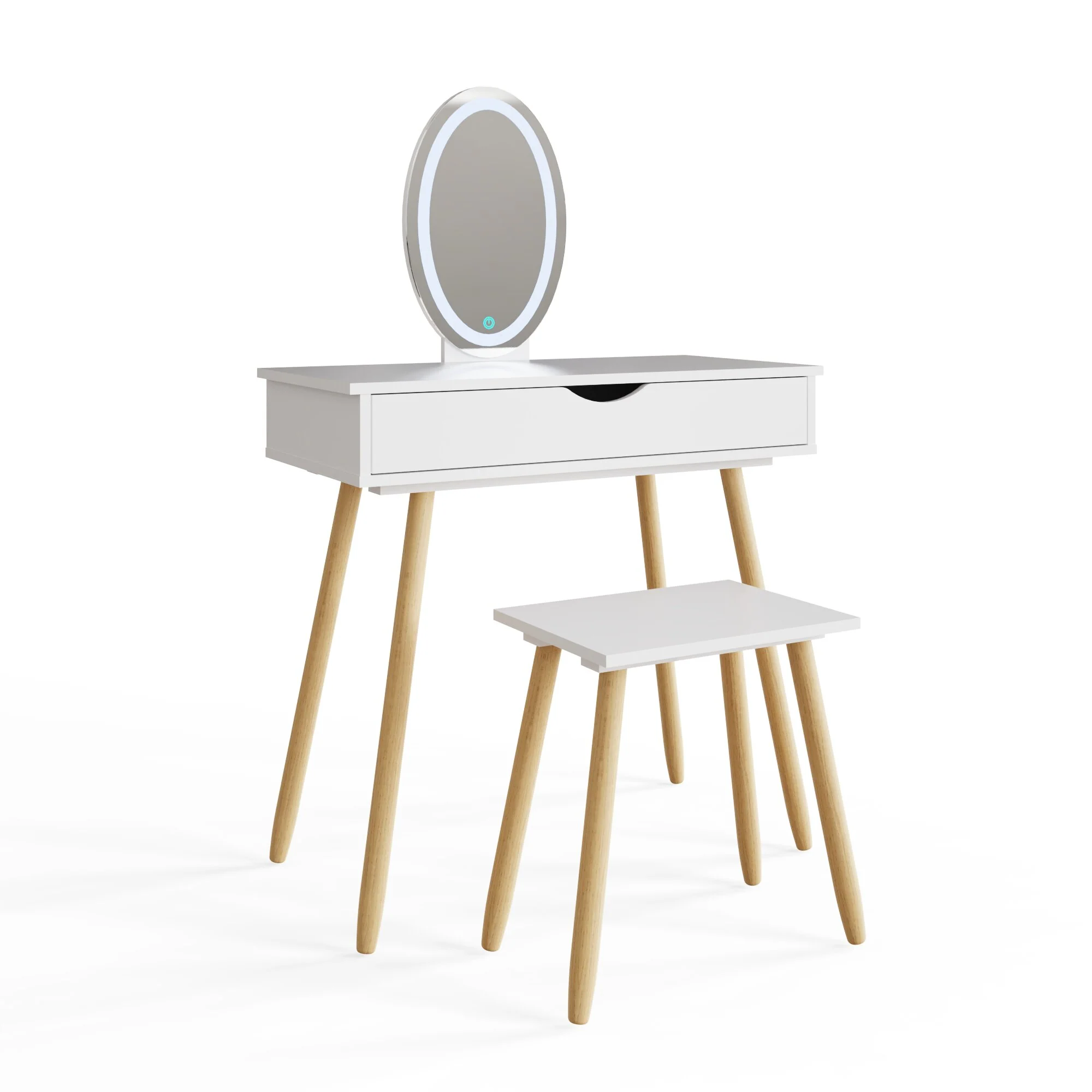Signy Tall Dressing Table Set White 1 Drawer - Image 5