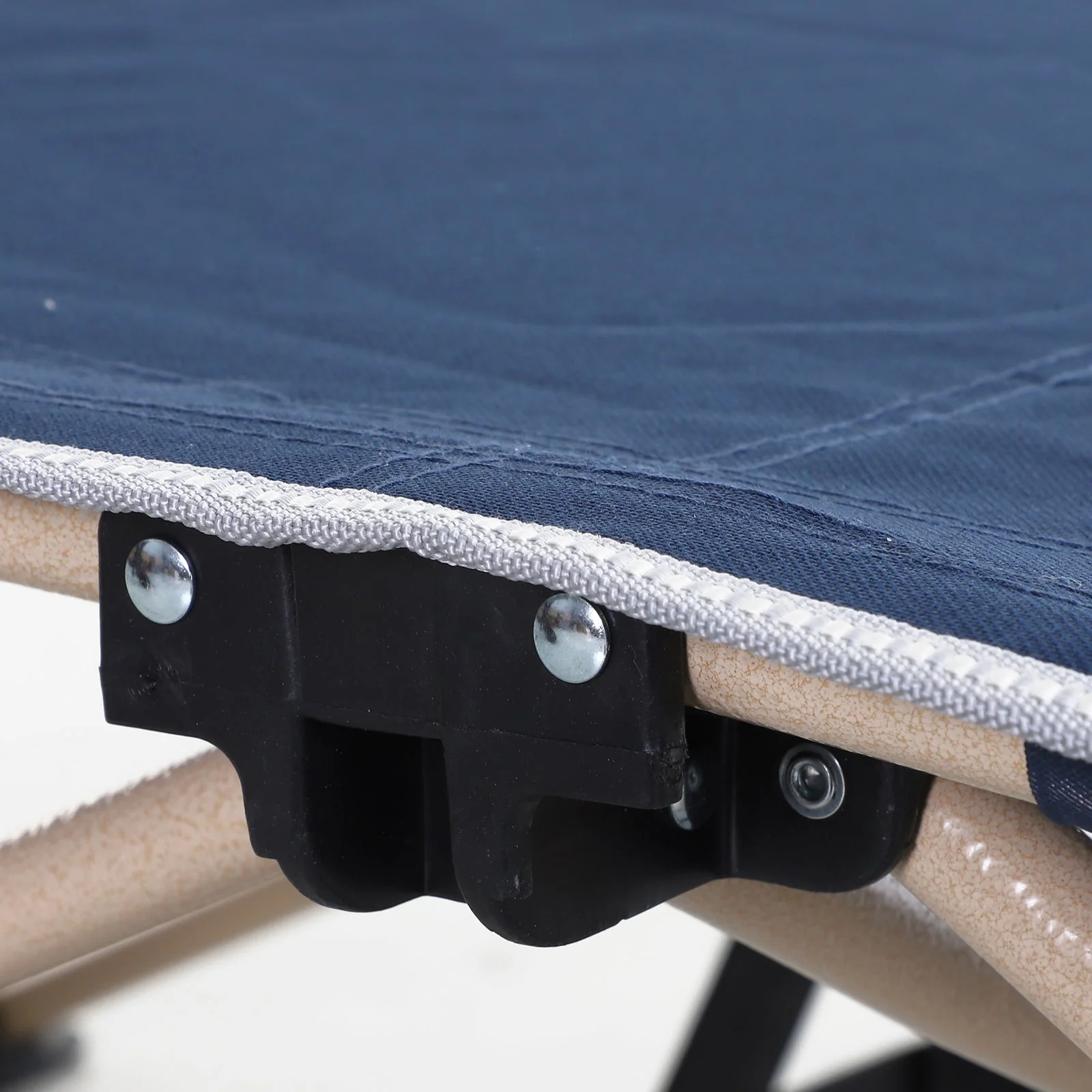 Single Person Camping Bed Folding Cot Outdoor Patio Portable Military Sleeping Bed Travel Guest Leisure Fishing with Side Pocket and Carry Bag - Blue - Image 9