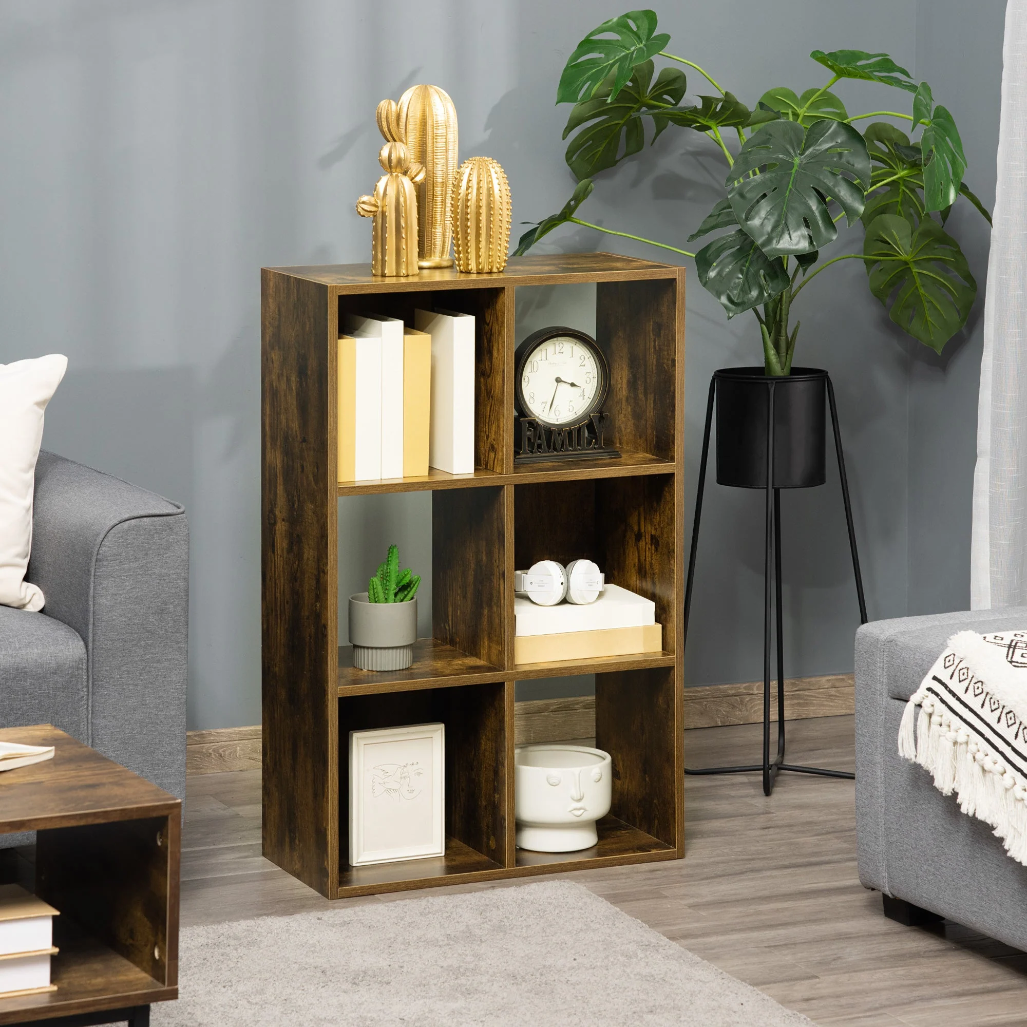 Six-Cube Rustic Industrial Style Shelving Unit - Image 2