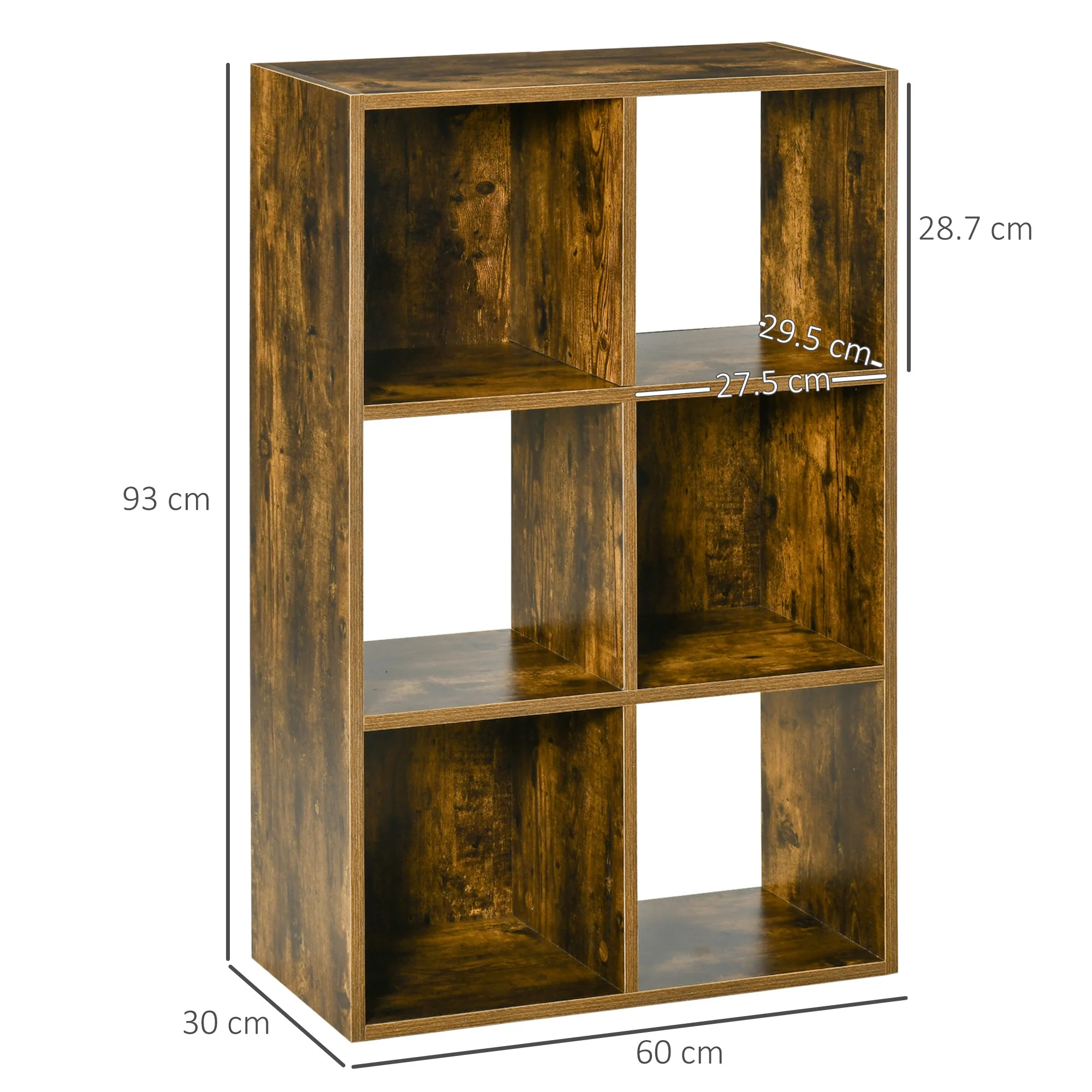 Six-Cube Rustic Industrial Style Shelving Unit - Image 3