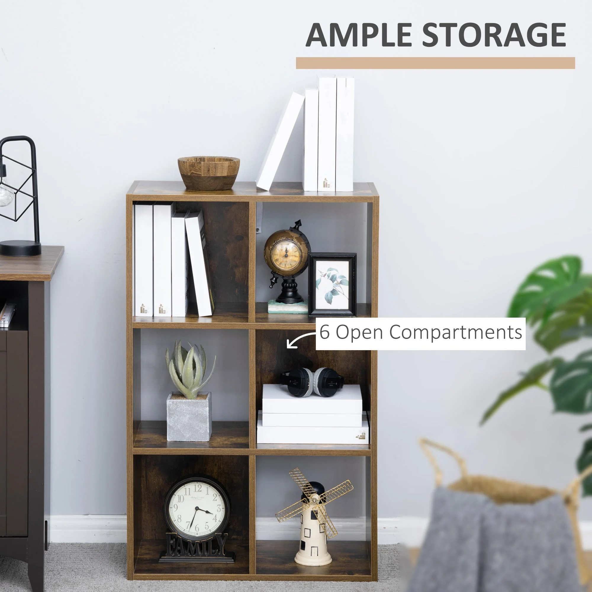 Six-Cube Rustic Industrial Style Shelving Unit - Image 4