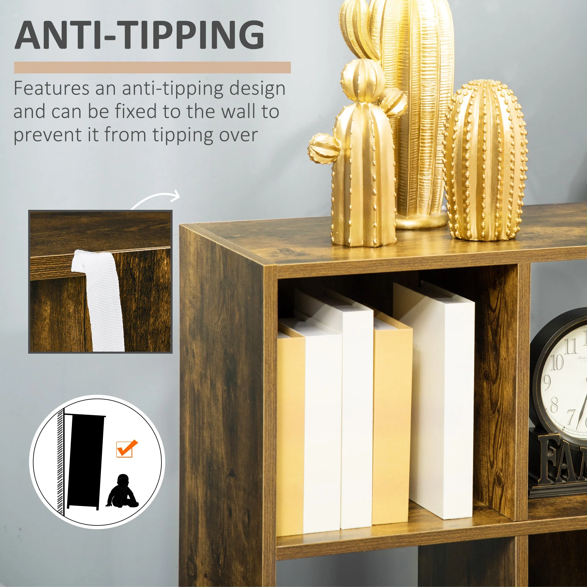 Six-Cube Rustic Industrial Style Shelving Unit - Image 5
