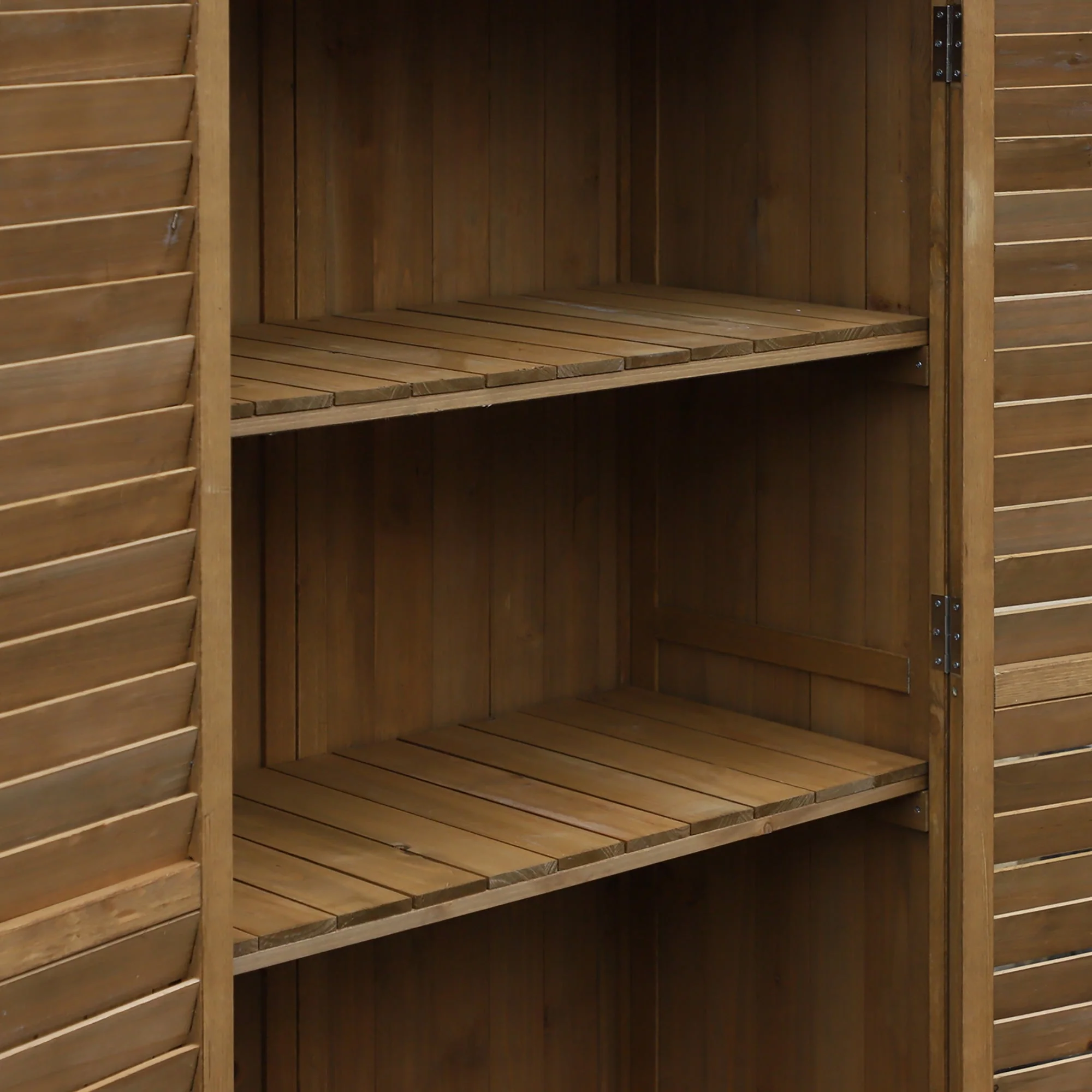 Slatted 160cm Double Door Pent Garden Store With Shelves Fir Wood Natural by Steadfast - Image 8