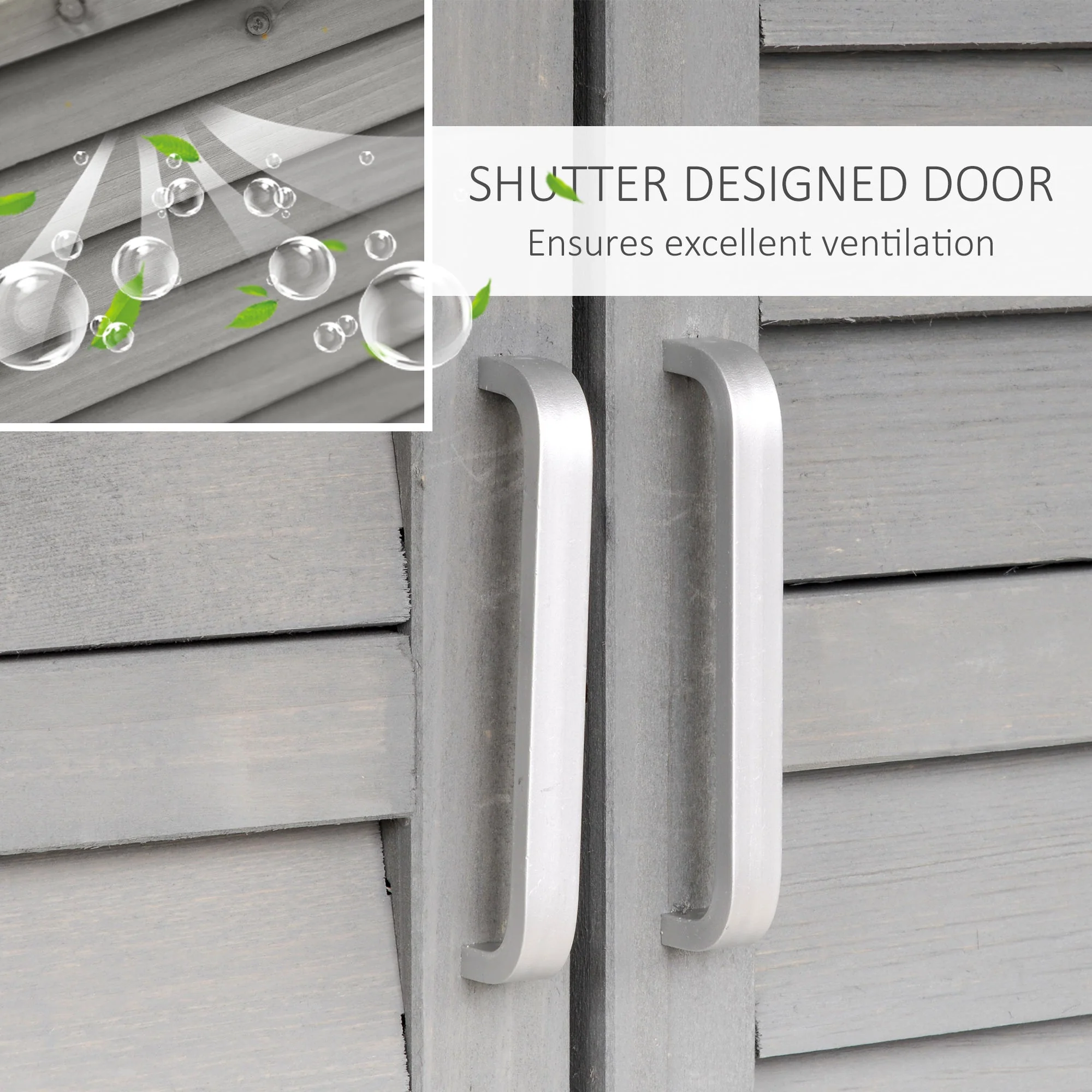 Slatted 96cm Double Door Pent Garden Store Fir Wood Grey by Steadfast - Image 3