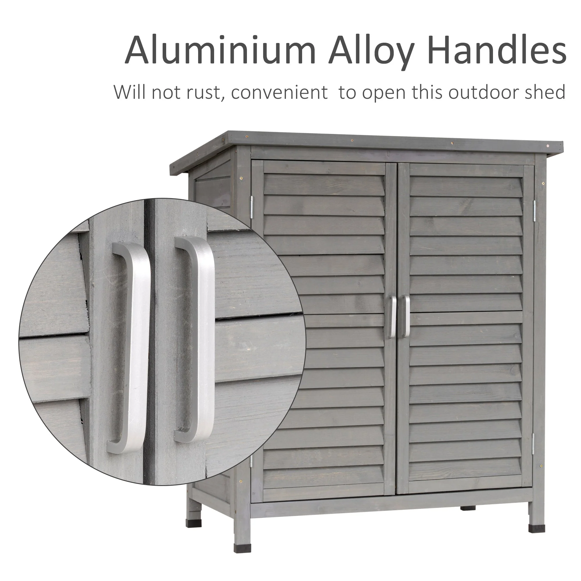 Slatted 96cm Double Door Pent Garden Store Fir Wood Grey by Steadfast - Image 6