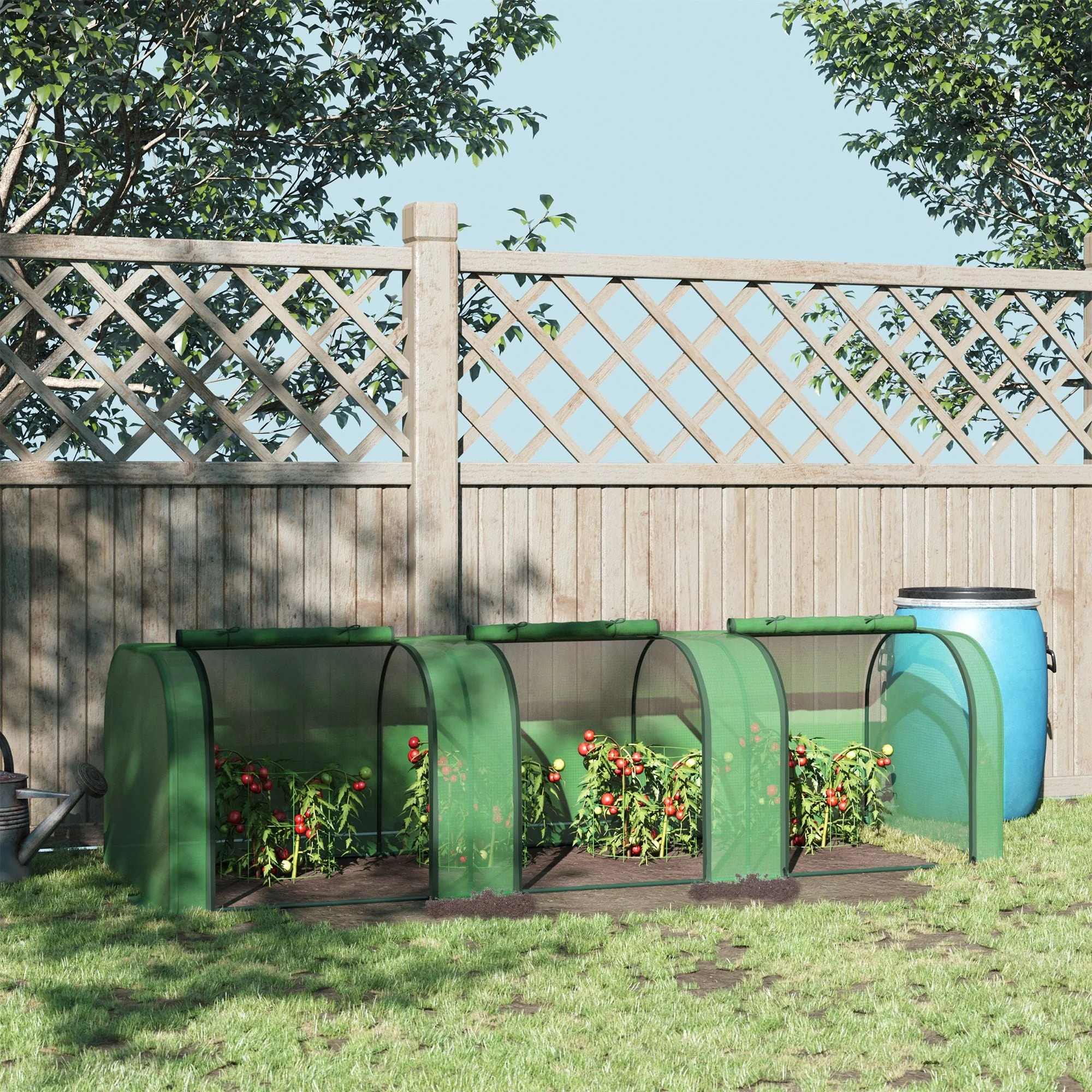 Small Polytunnel Greenhouse Green Grow House Steel Frame for Garden Backyard with Zipper Doors 295x100x80 cm Green - Image 2
