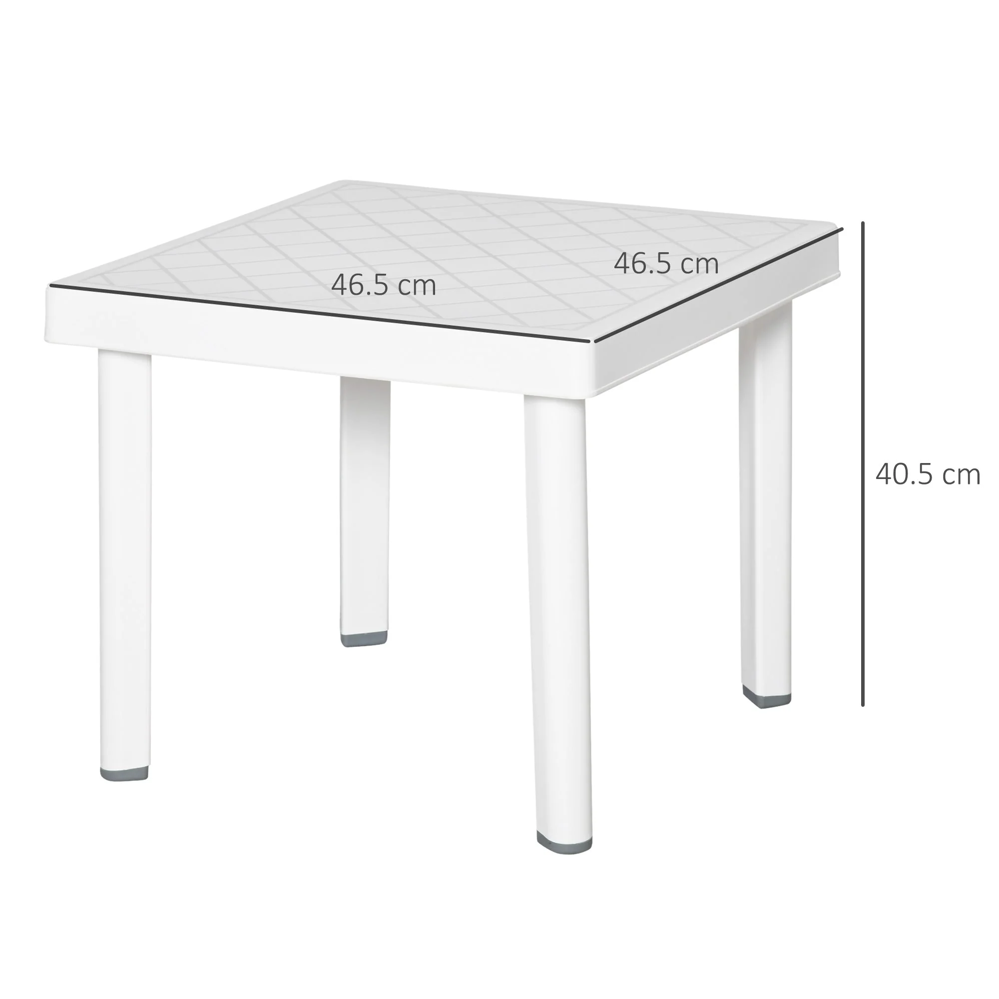 Small Square Plastic Outdoor Table - White - Image 3