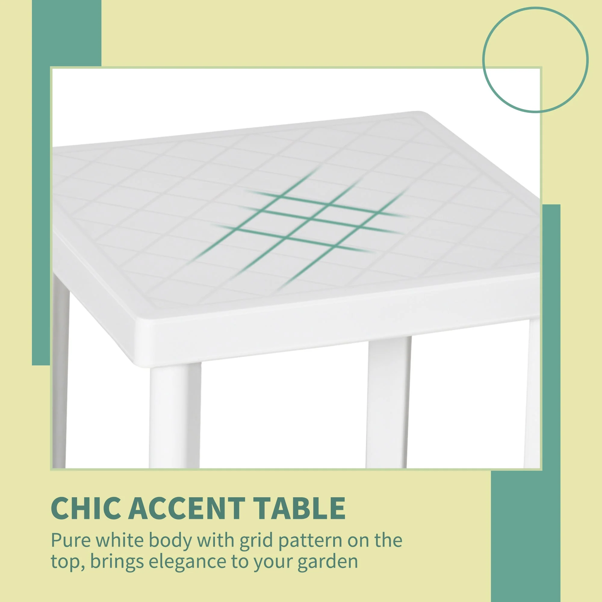 Small Square Plastic Outdoor Table - White - Image 4