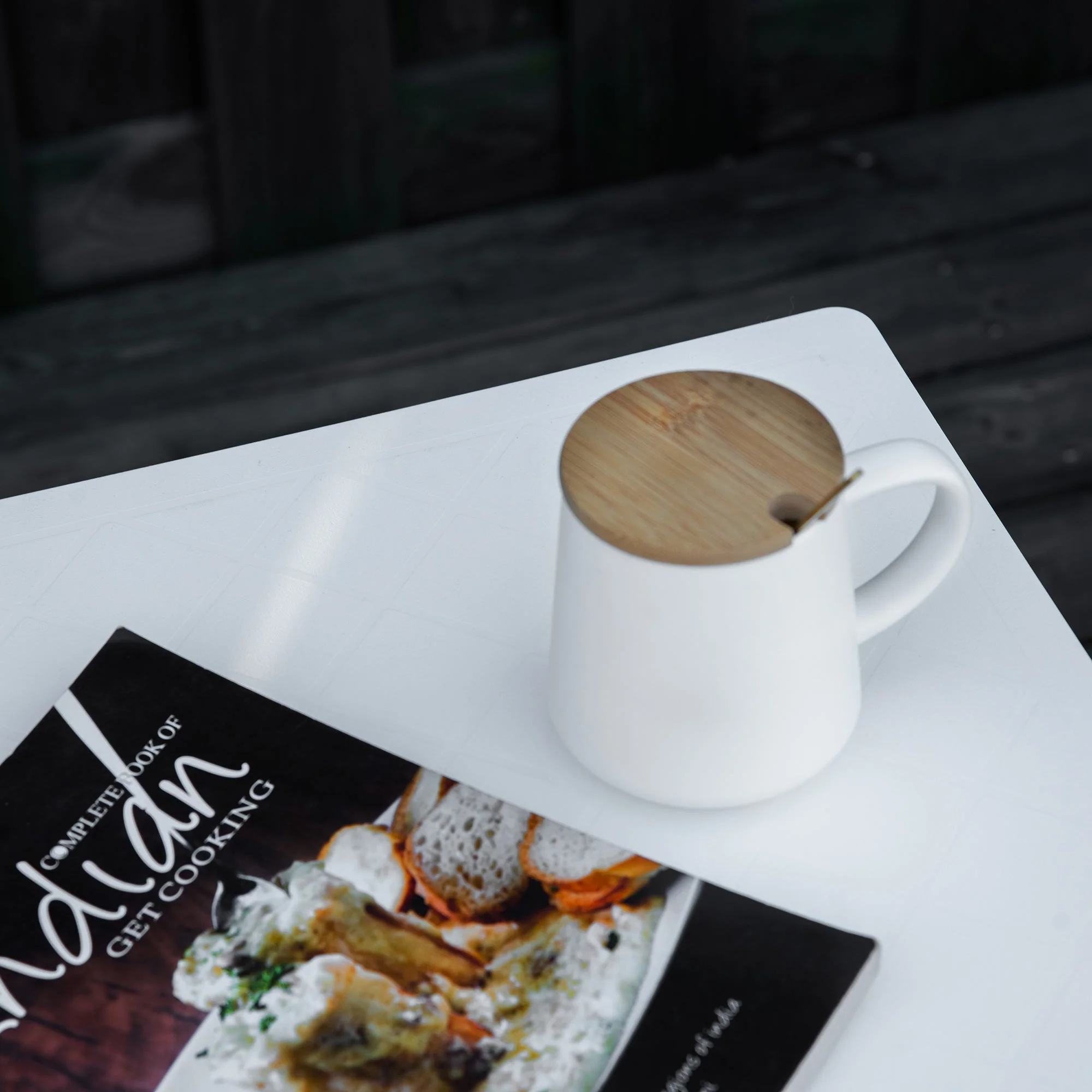 Small Square Plastic Outdoor Table - White - Image 8