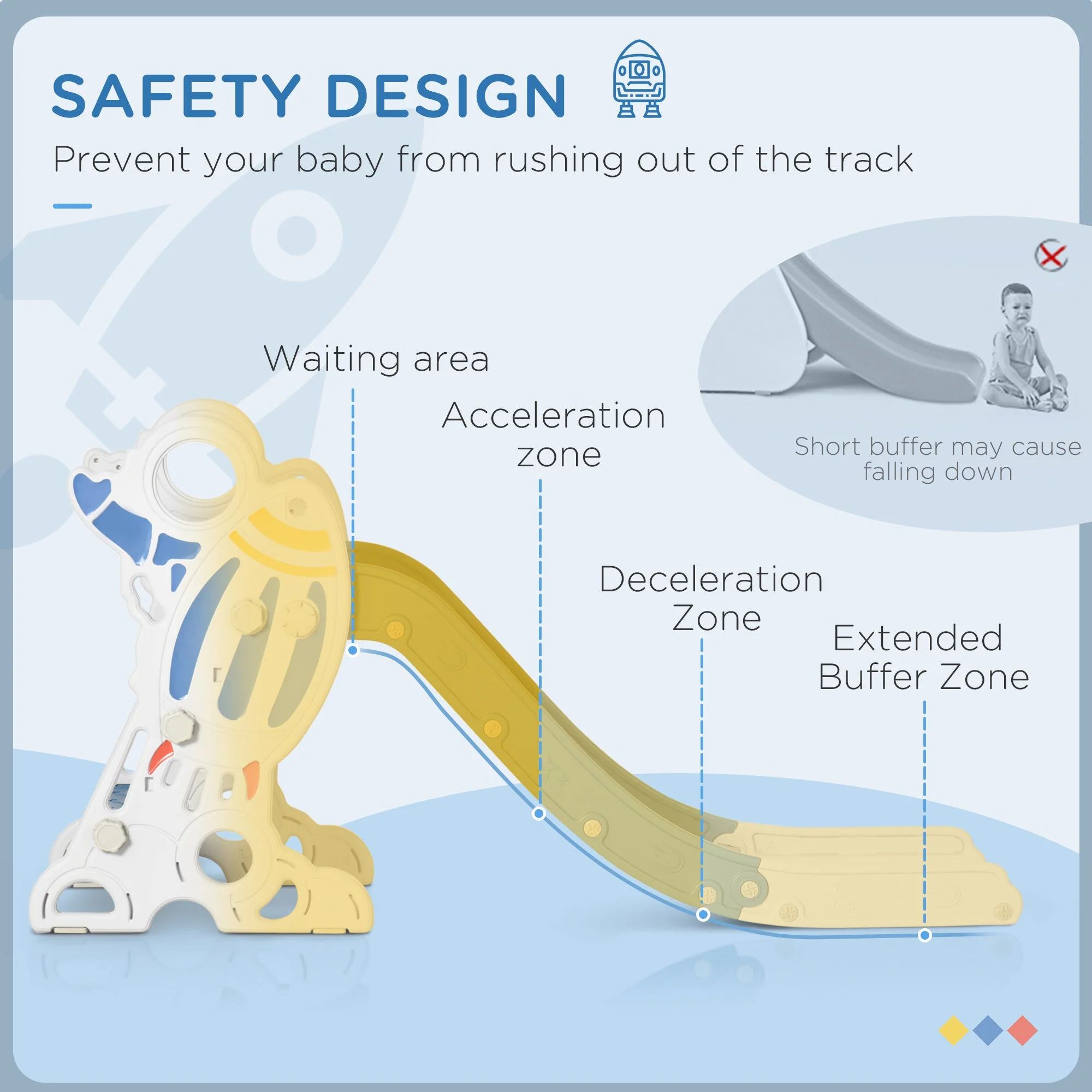 Space Freestanding Baby Slide 1.5 To 3 Years Blue & Grey by Aiyaplay - Image 3