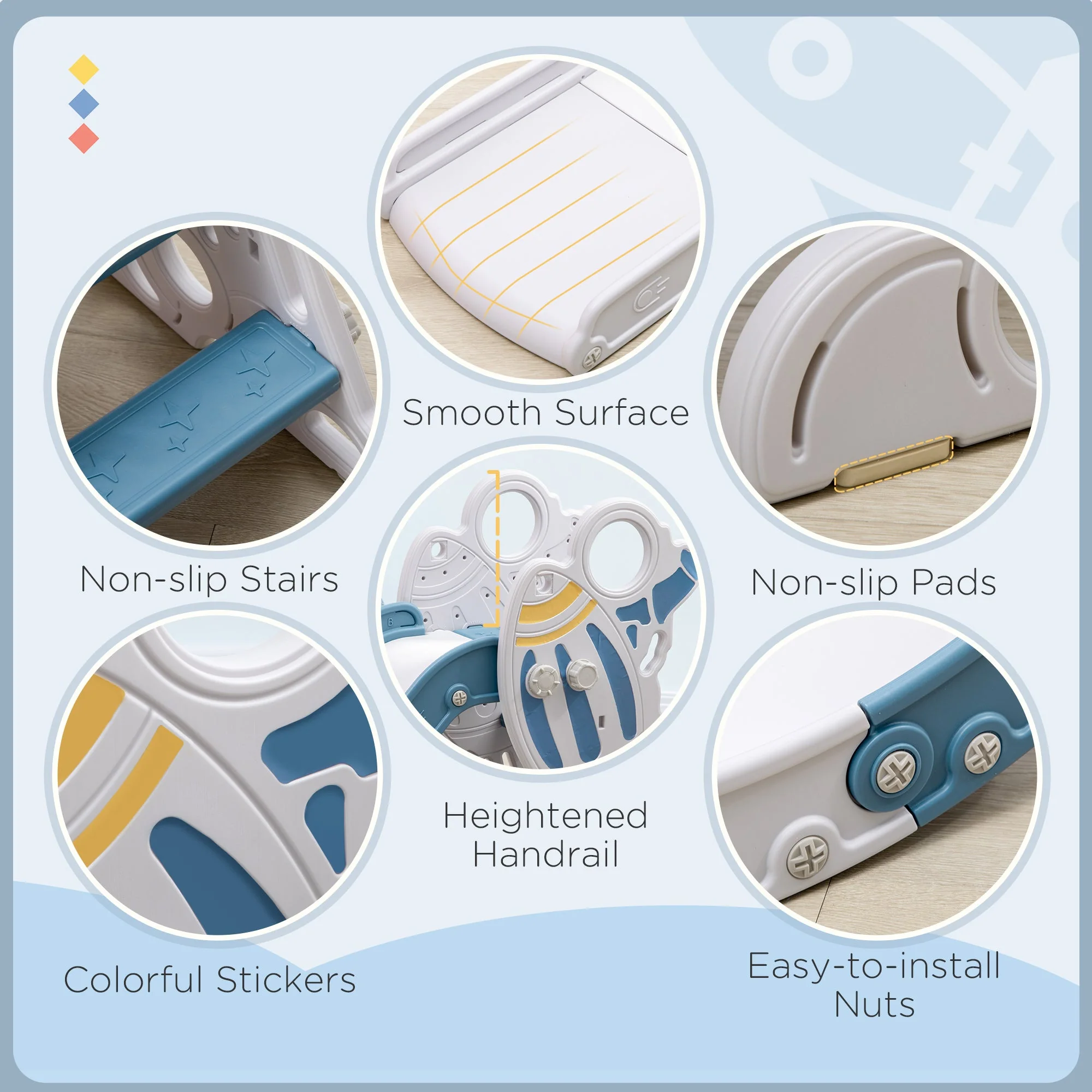 Space Freestanding Baby Slide 1.5 To 3 Years Blue & Grey by Aiyaplay - Image 4