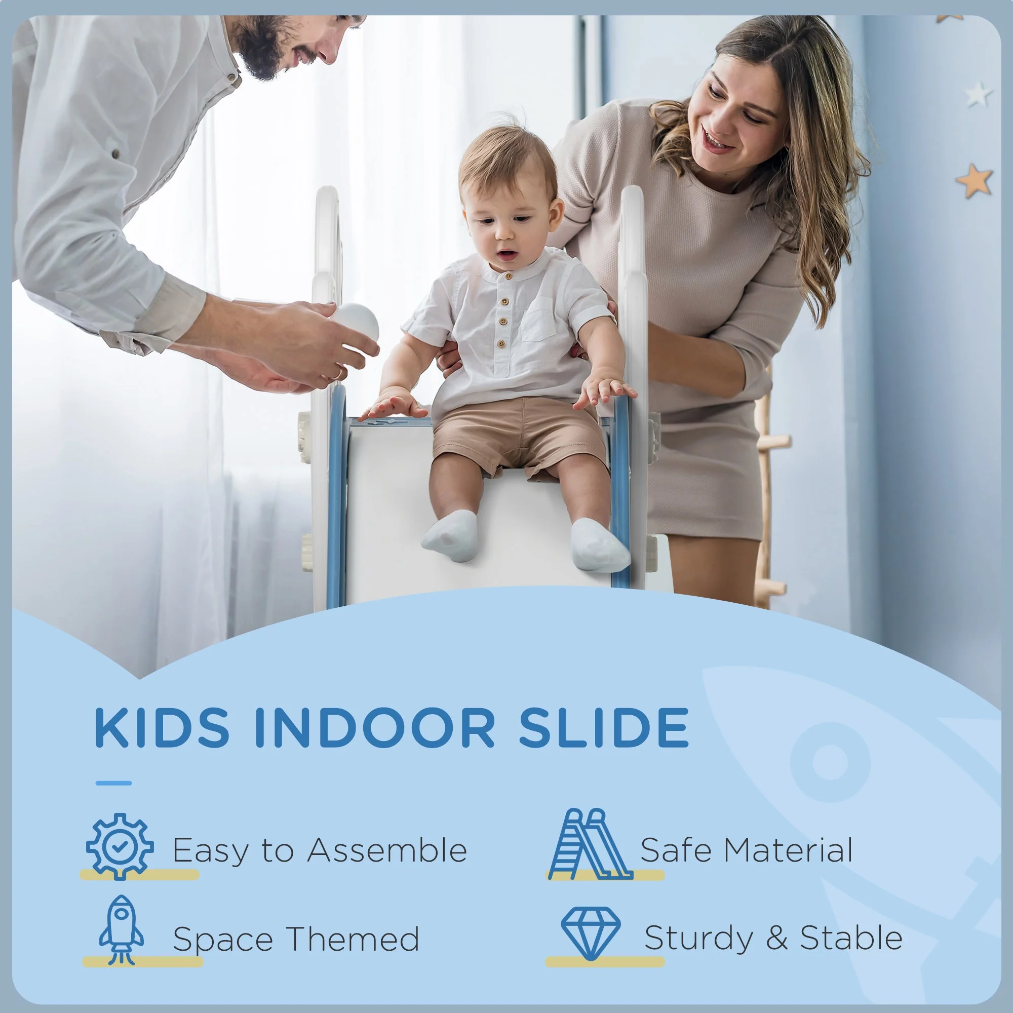 Space Freestanding Baby Slide 1.5 To 3 Years Blue & Grey by Aiyaplay - Image 5