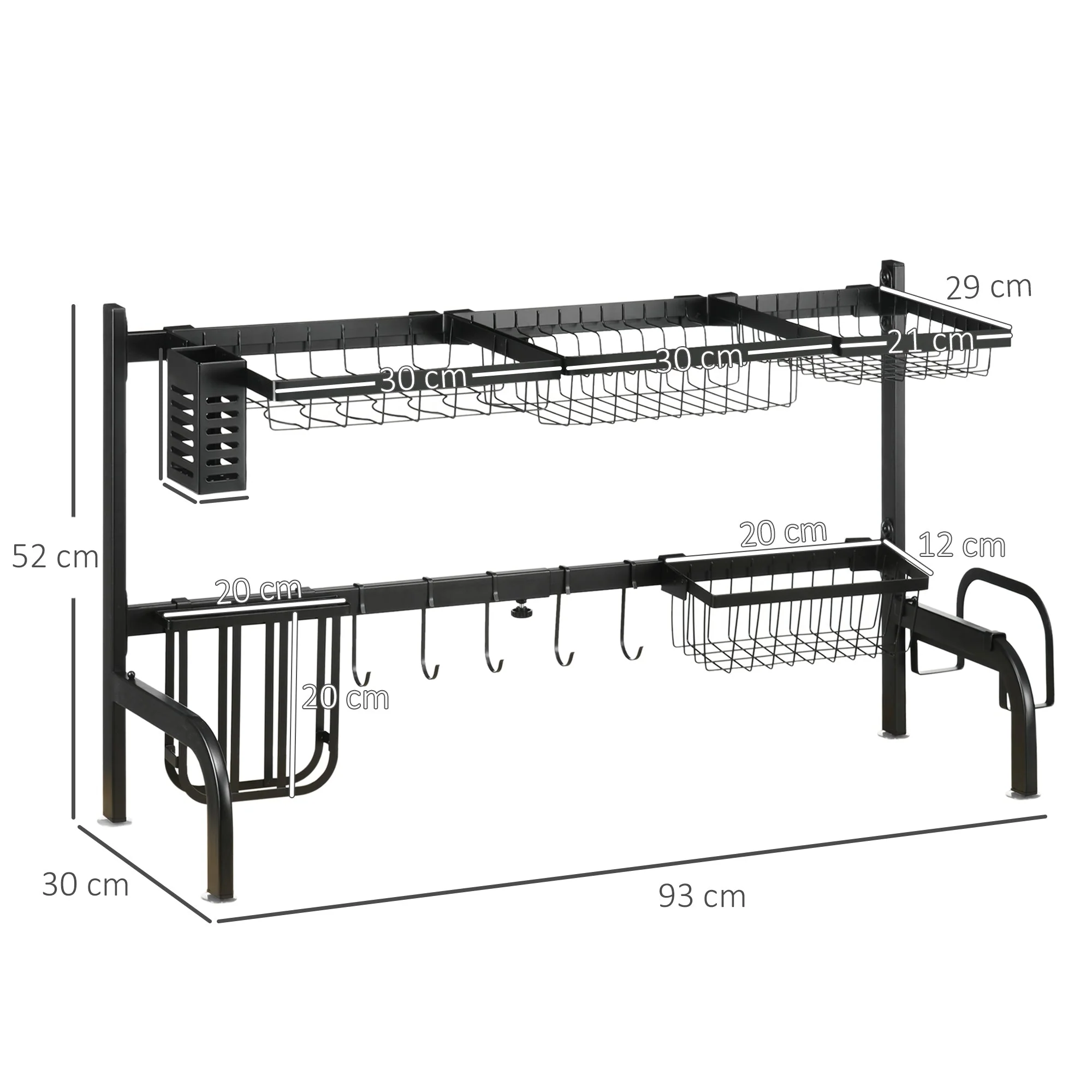 Space Saving 2 Tier Adjustable Dish Drainer Over The Sink Dish Drying Rack - Image 2