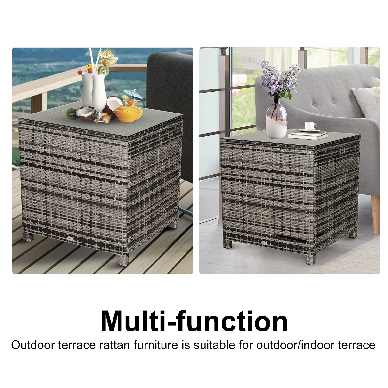Square PE Rattan Garden Table - Image 5