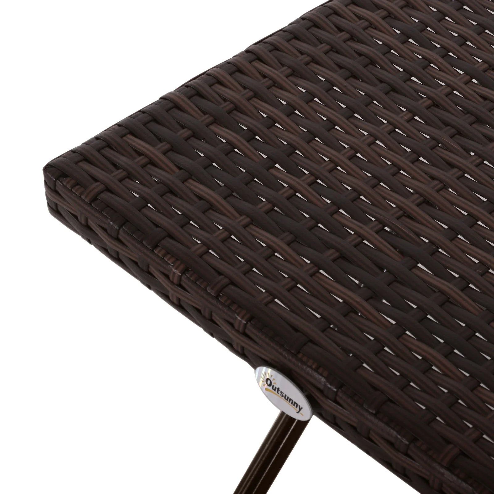 Square PE Wicker Rattan Folding Table - Brown - Image 7