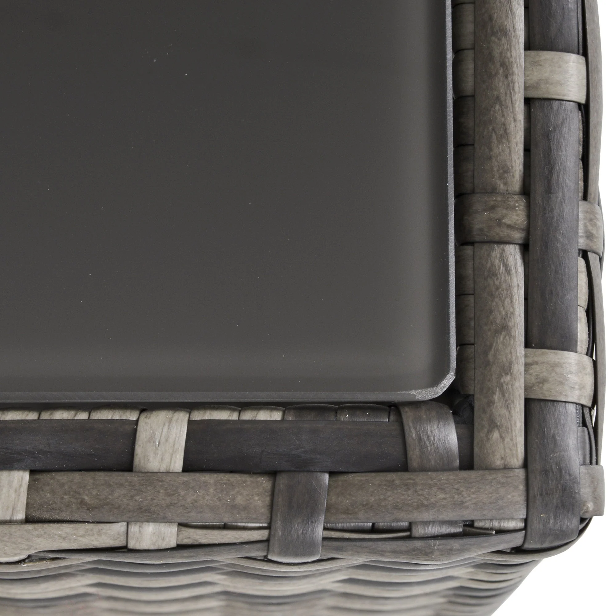 Square PE Wicker Rattan Table with Glass Top - Dark Grey - Image 8