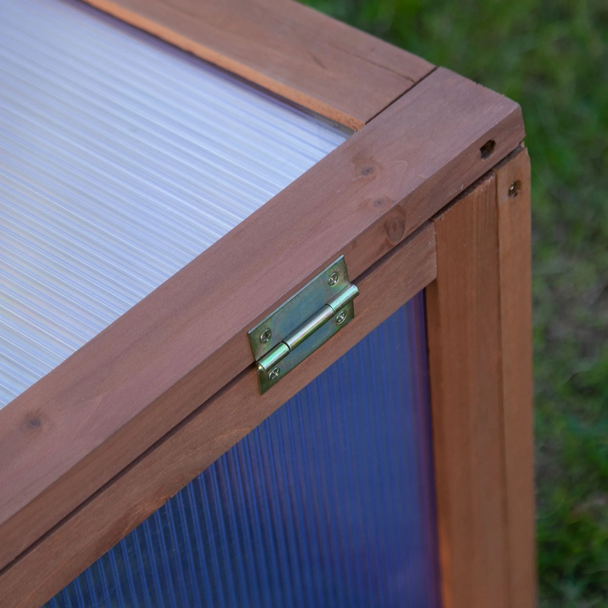 Square Wooden Outdoor Greenhouse for Plants with Openable Cover PC Board 100 x 65 x 40 cm - Image 8