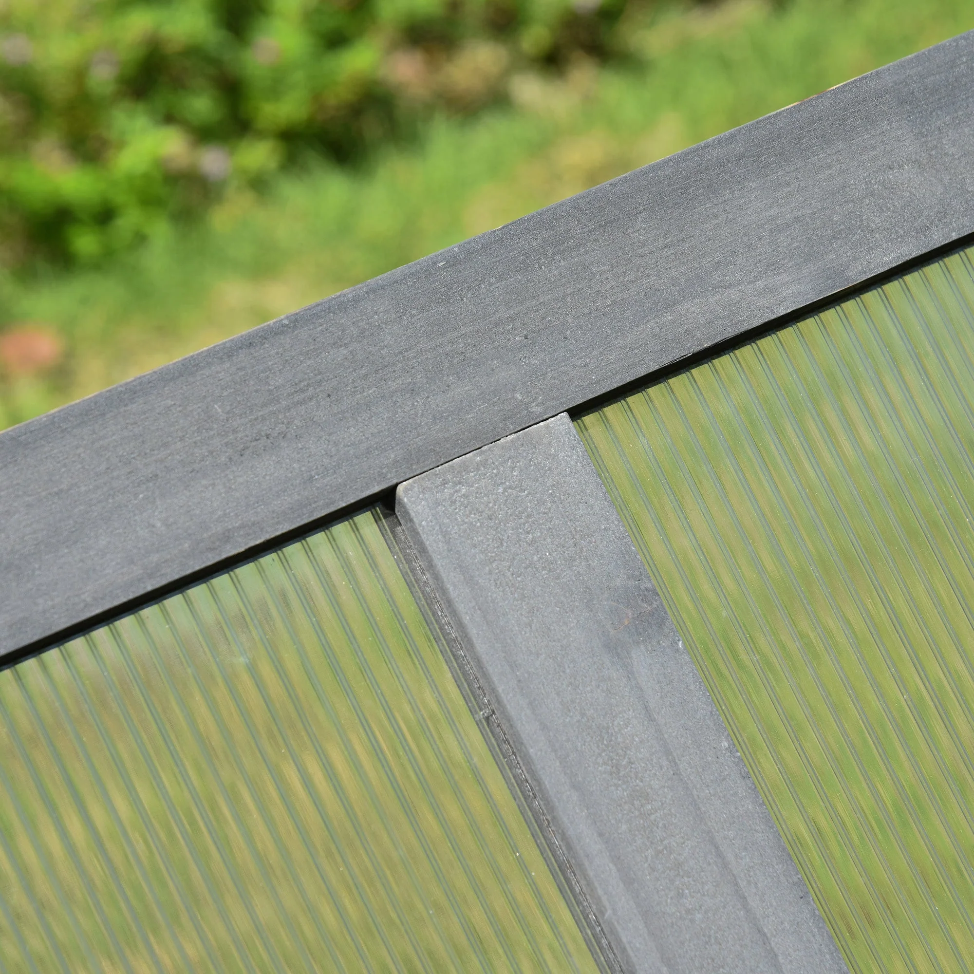Square Wooden Outdoor Greenhouse w/ Openable Cover PC Board 100 x 65 x 40cm Grey - Image 7