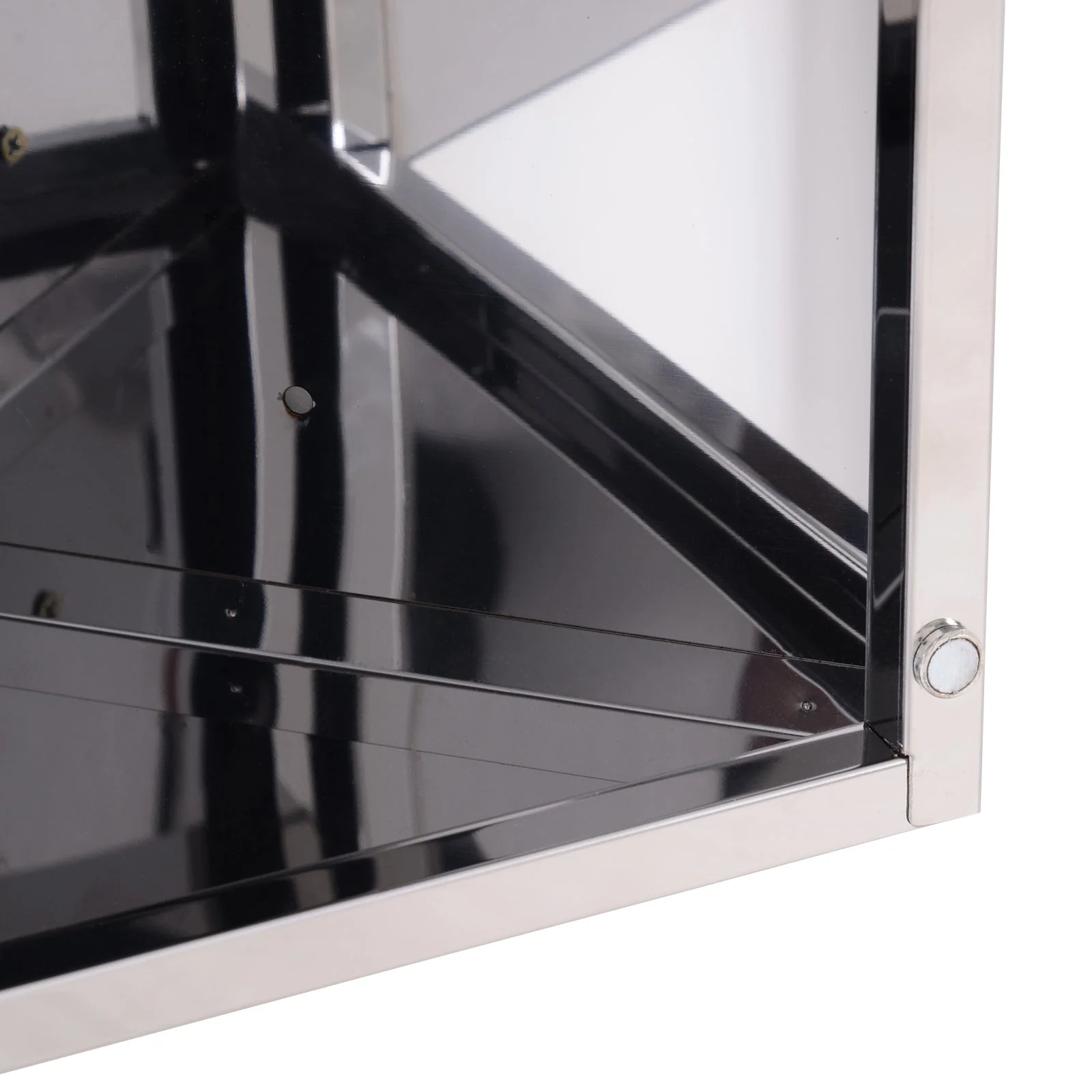 Stainless Steel Wall mounted Bathroom Corner Mirror Storage Cabinet Single Door 300mm W - Image 8