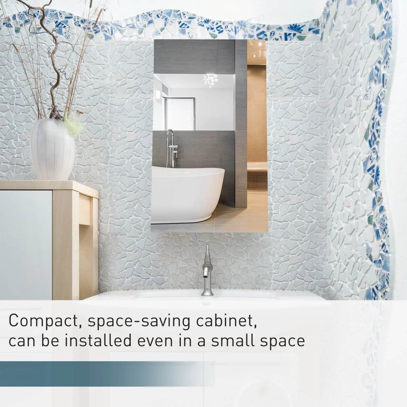 Stainless Steel Wall-mounted Bathroom Mirror Storage Cabinet 300mm W - Image 7