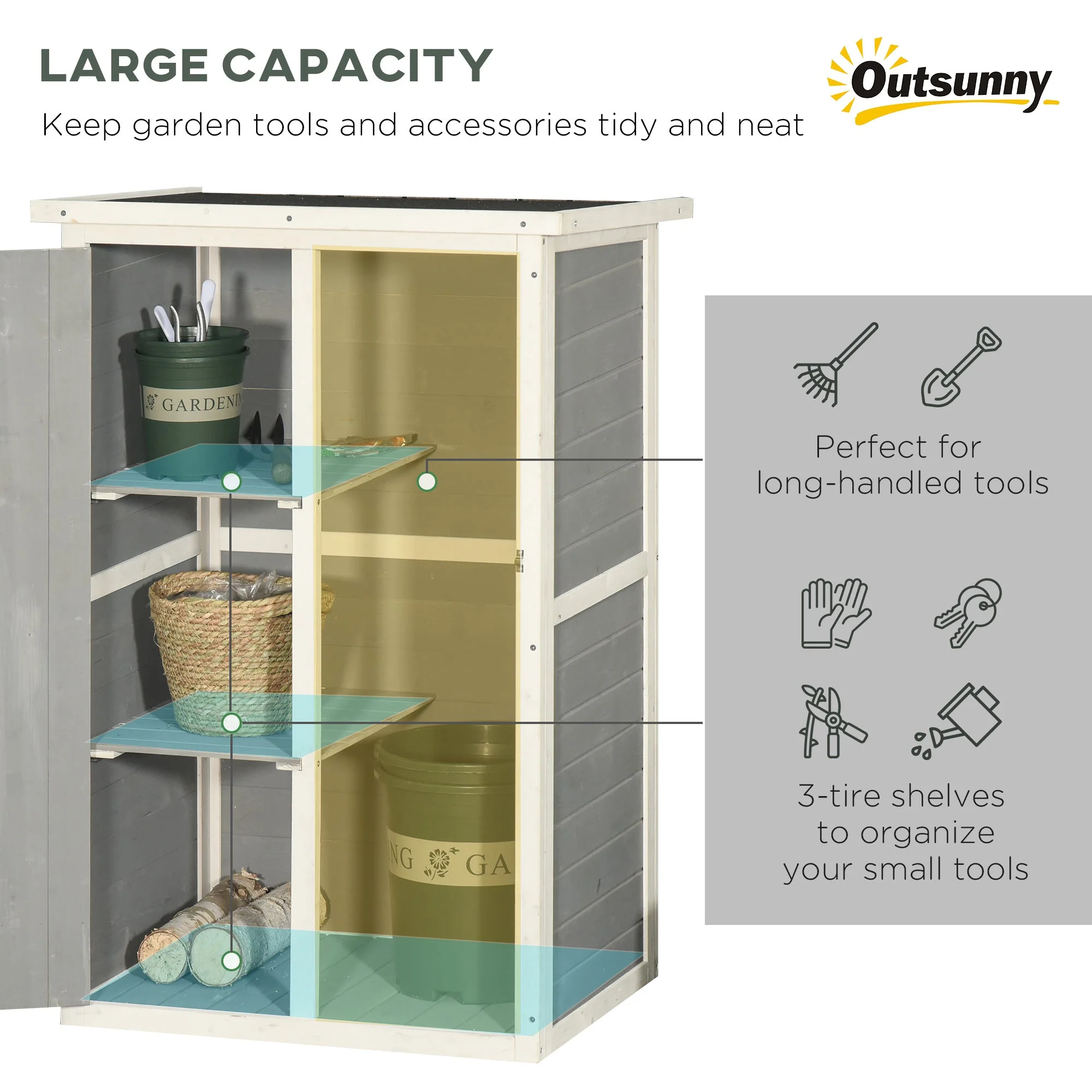 Standard 75cm Single Door Pent Garden Store With Shelves Fir Wood Grey by Steadfast - Image 4