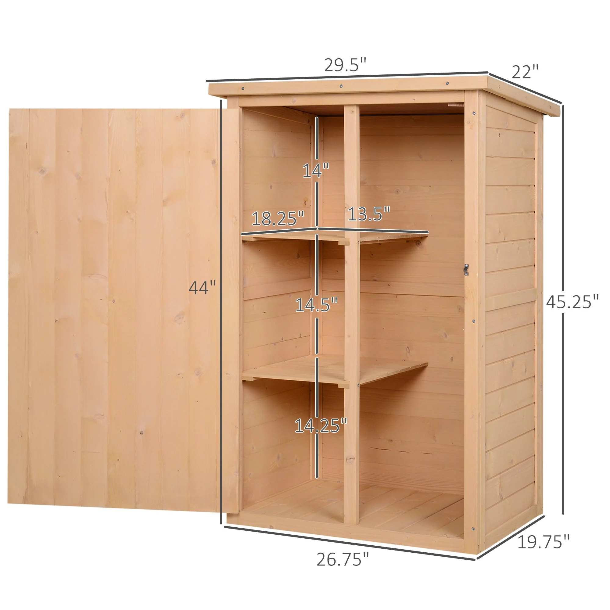 Standard 75cm Single Door Pent Garden Store With Shelves Fir Wood Natural by Steadfast - Image 3
