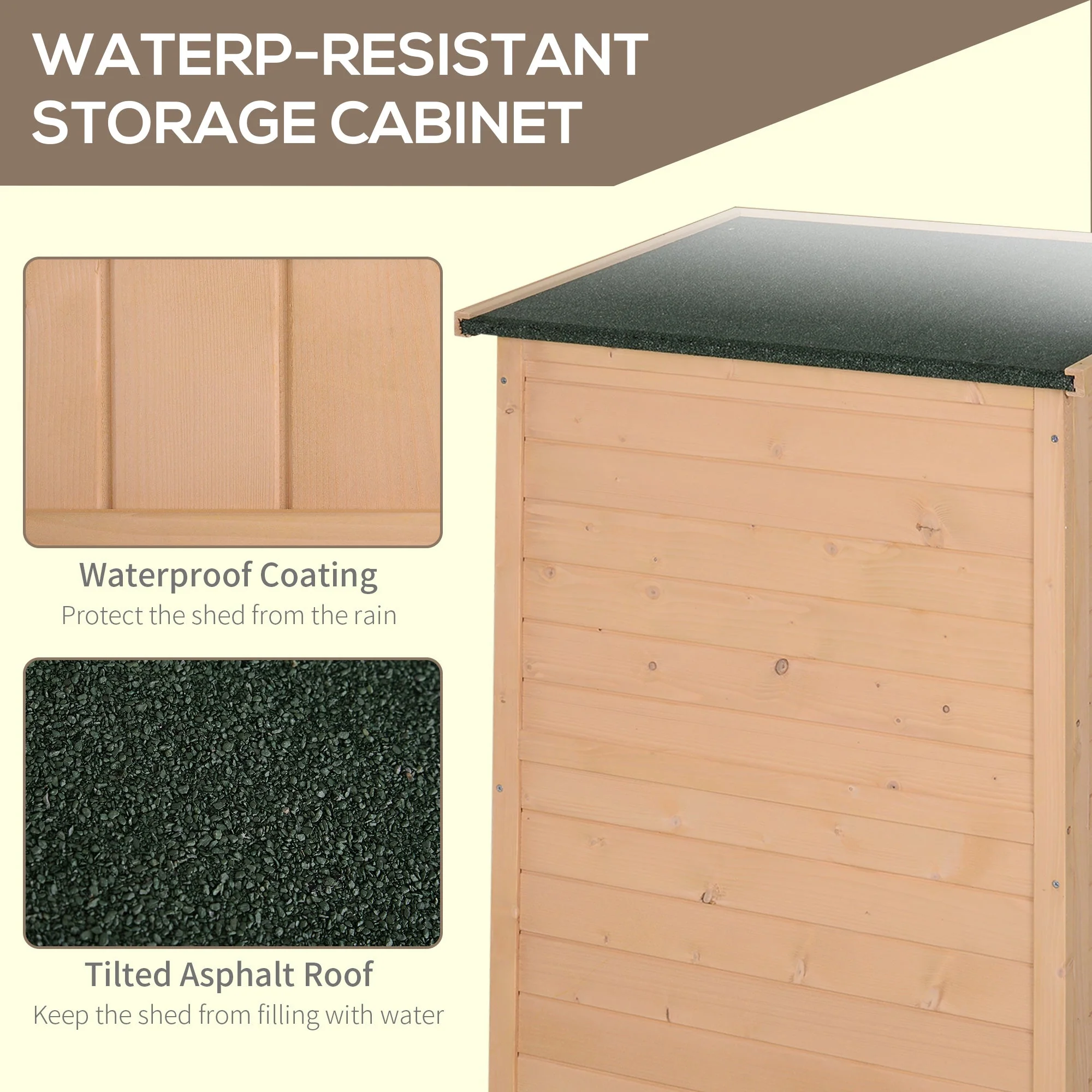 Standard 75cm Single Door Pent Garden Store With Shelves Fir Wood Natural by Steadfast - Image 5
