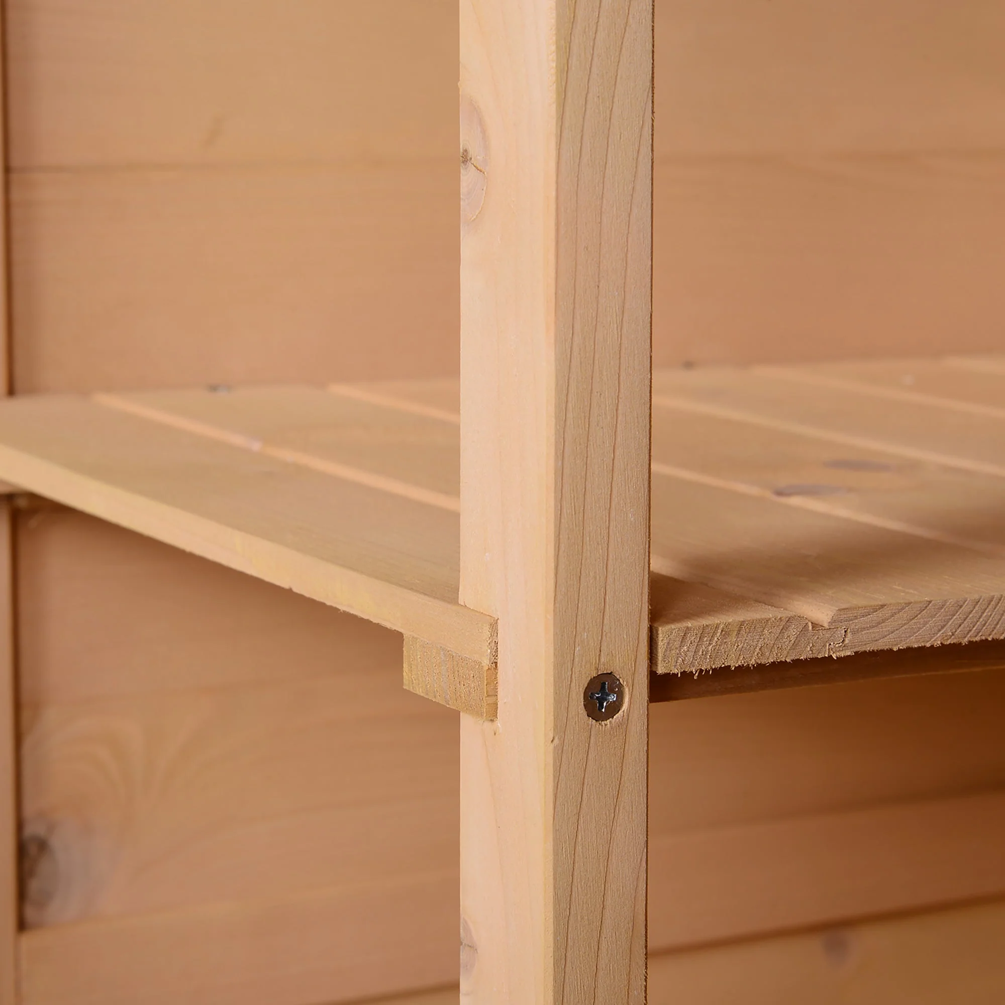 Standard 75cm Single Door Pent Garden Store With Shelves Fir Wood Natural by Steadfast - Image 7