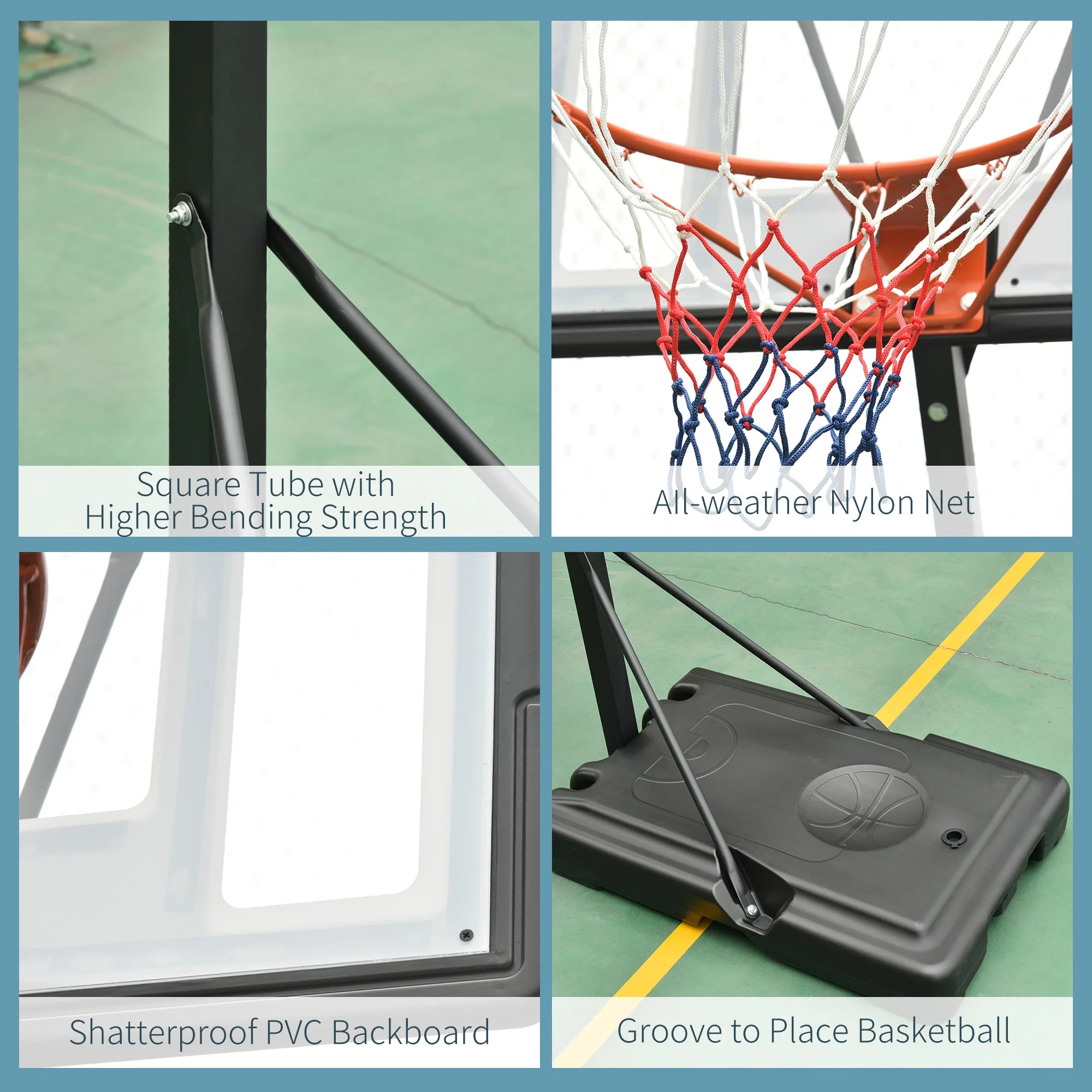 Steel Basketball Stand Height Adjustable Hoop Backboard Black - Image 6