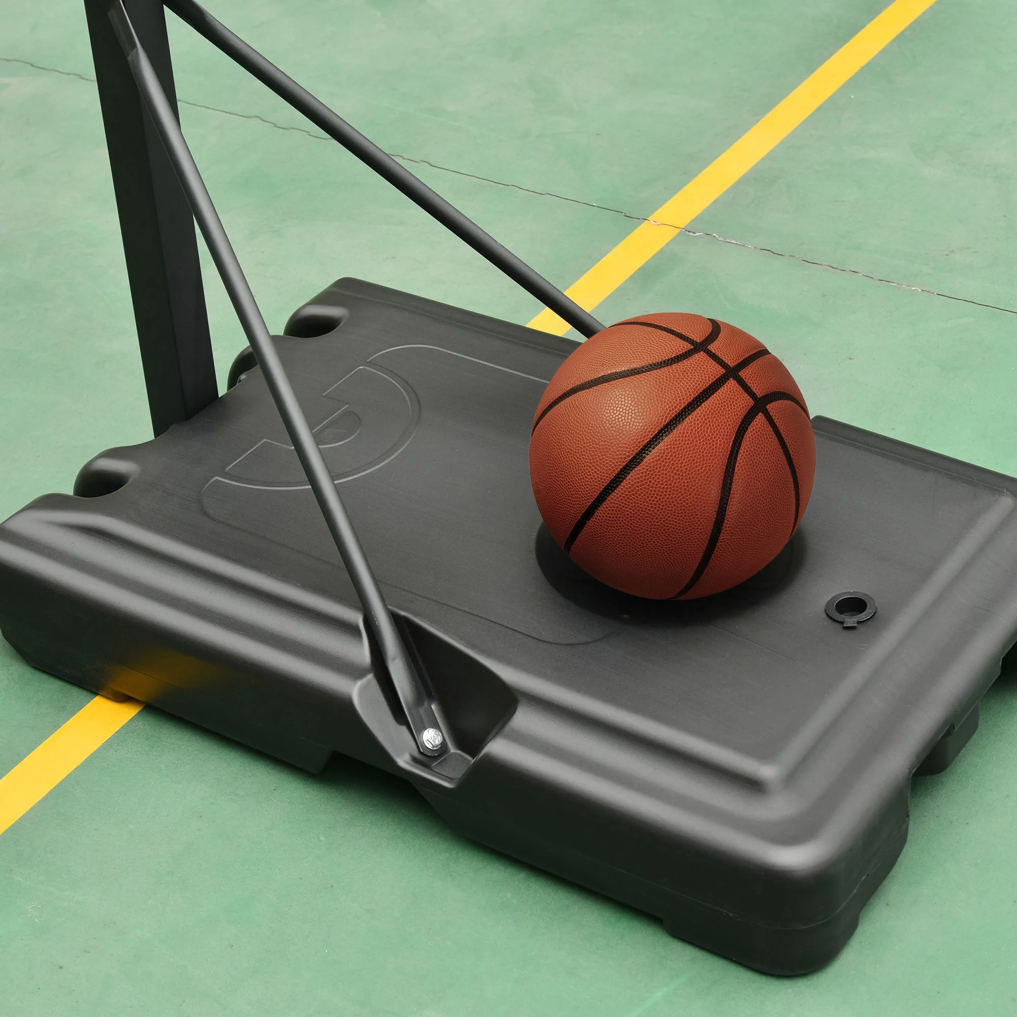 Steel Basketball Stand Height Adjustable Hoop Backboard Black - Image 8