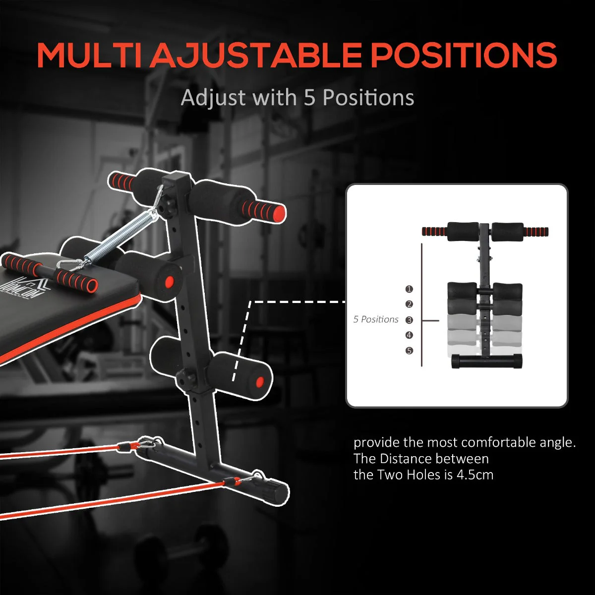 Steel Foldable Home Core Workout Bench Red/Black - Image 5