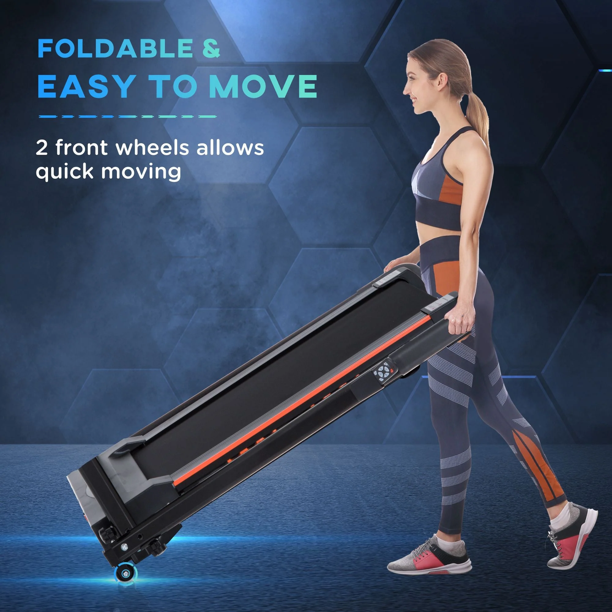 Steel Folding Motorized Home Treadmill w/ LCD Monitor Black - Image 5