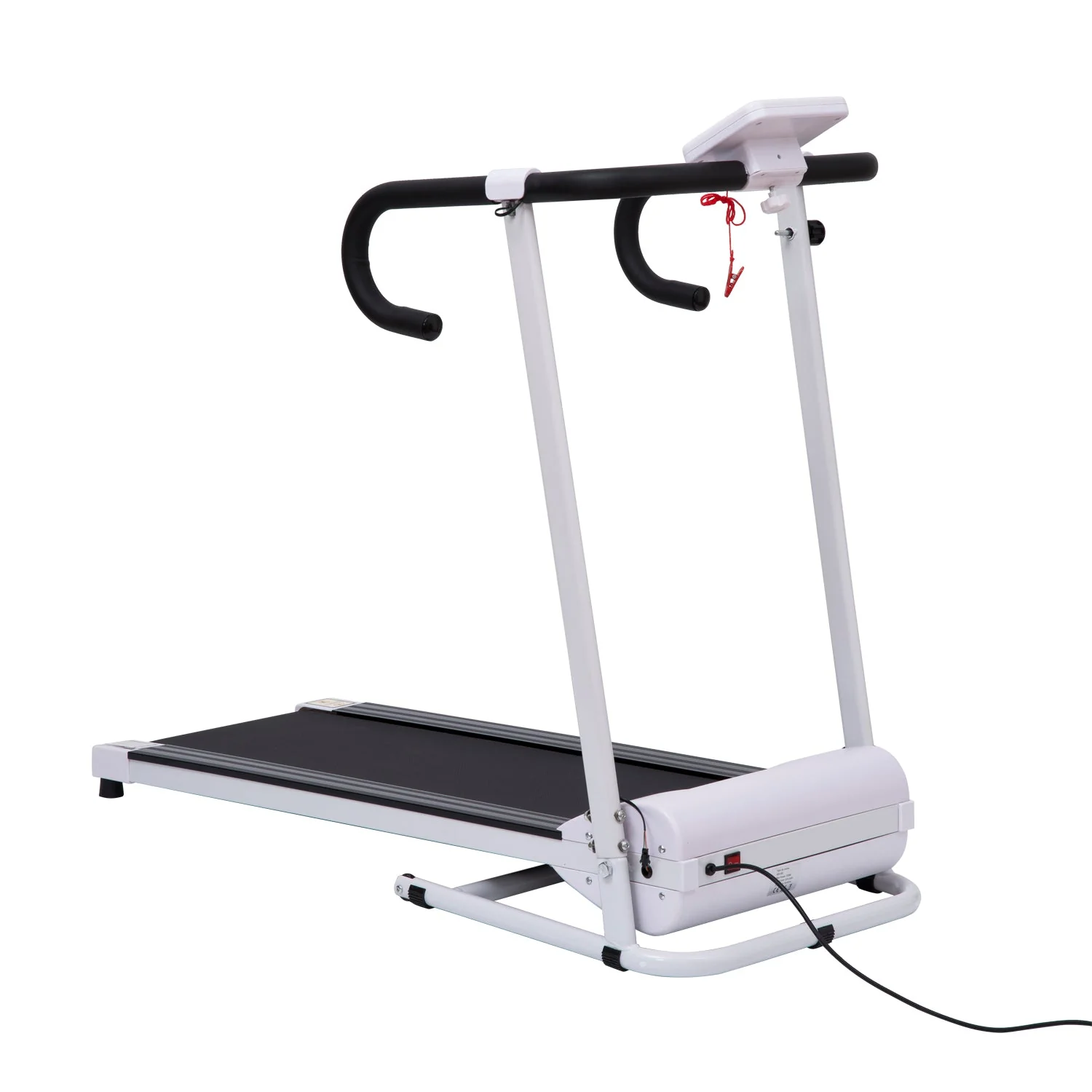 Steel Folding Motorized Home Treadmill w/ LCD Monitor White - Image 2
