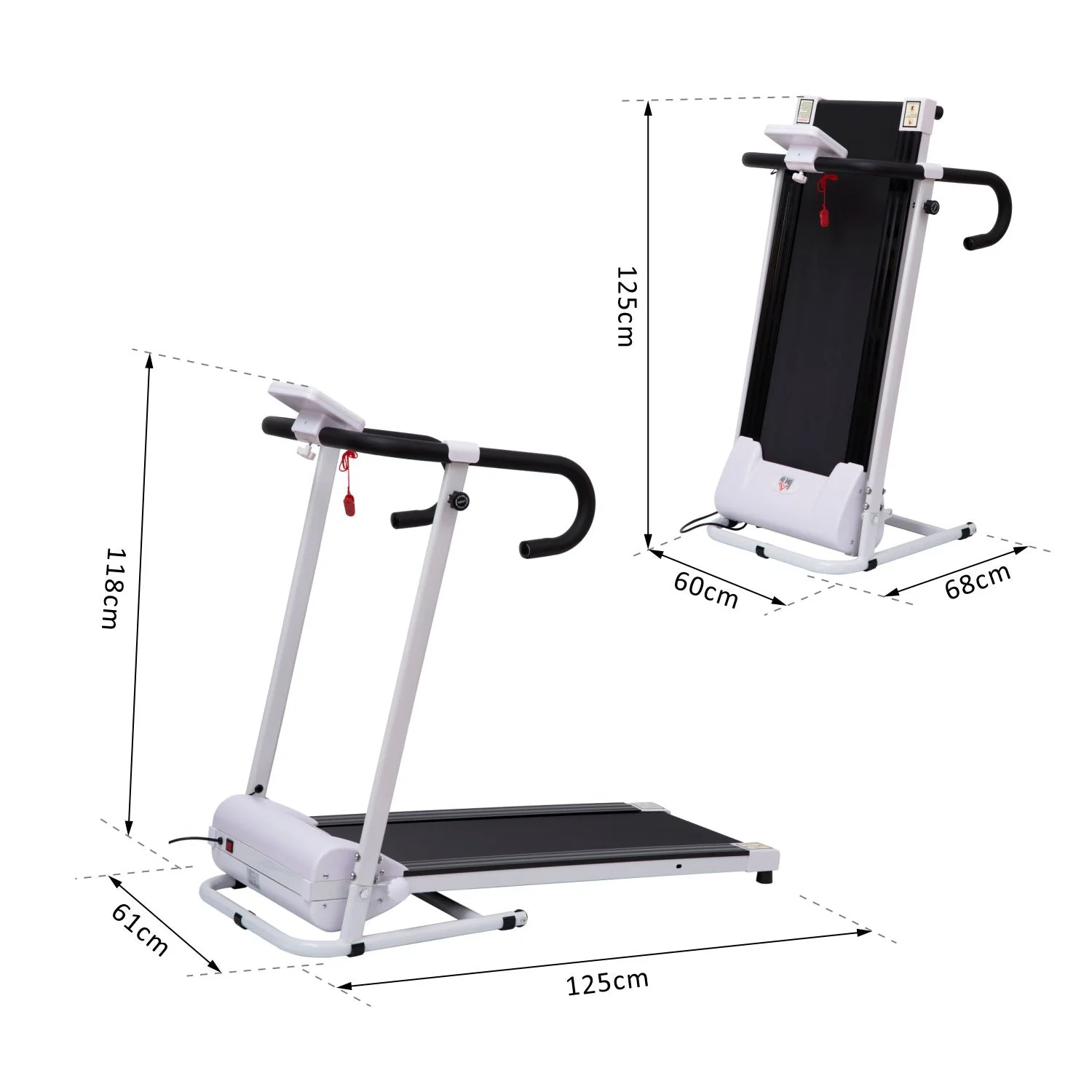 Steel Folding Motorized Home Treadmill w/ LCD Monitor White - Image 3