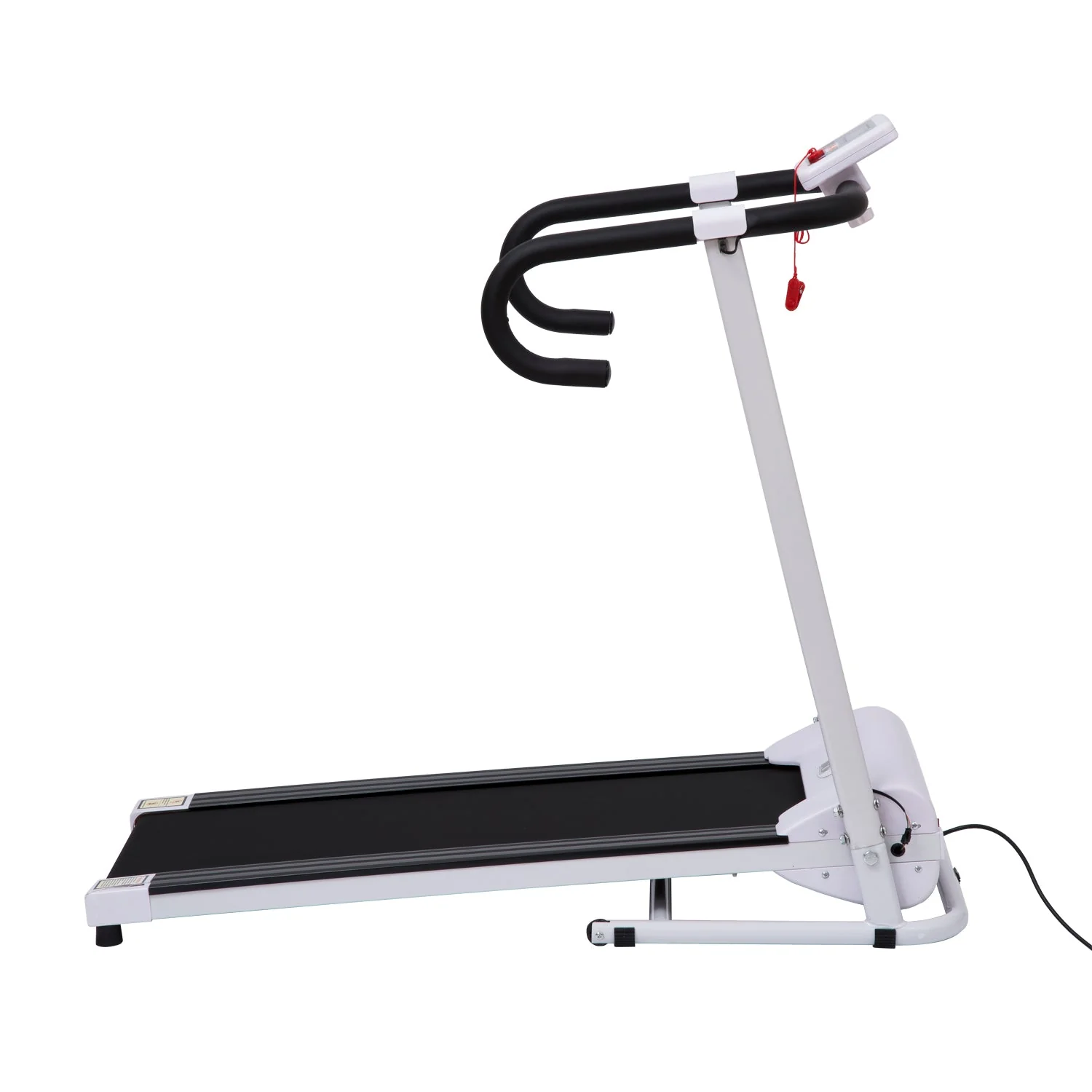Steel Folding Motorized Home Treadmill w/ LCD Monitor White - Image 9