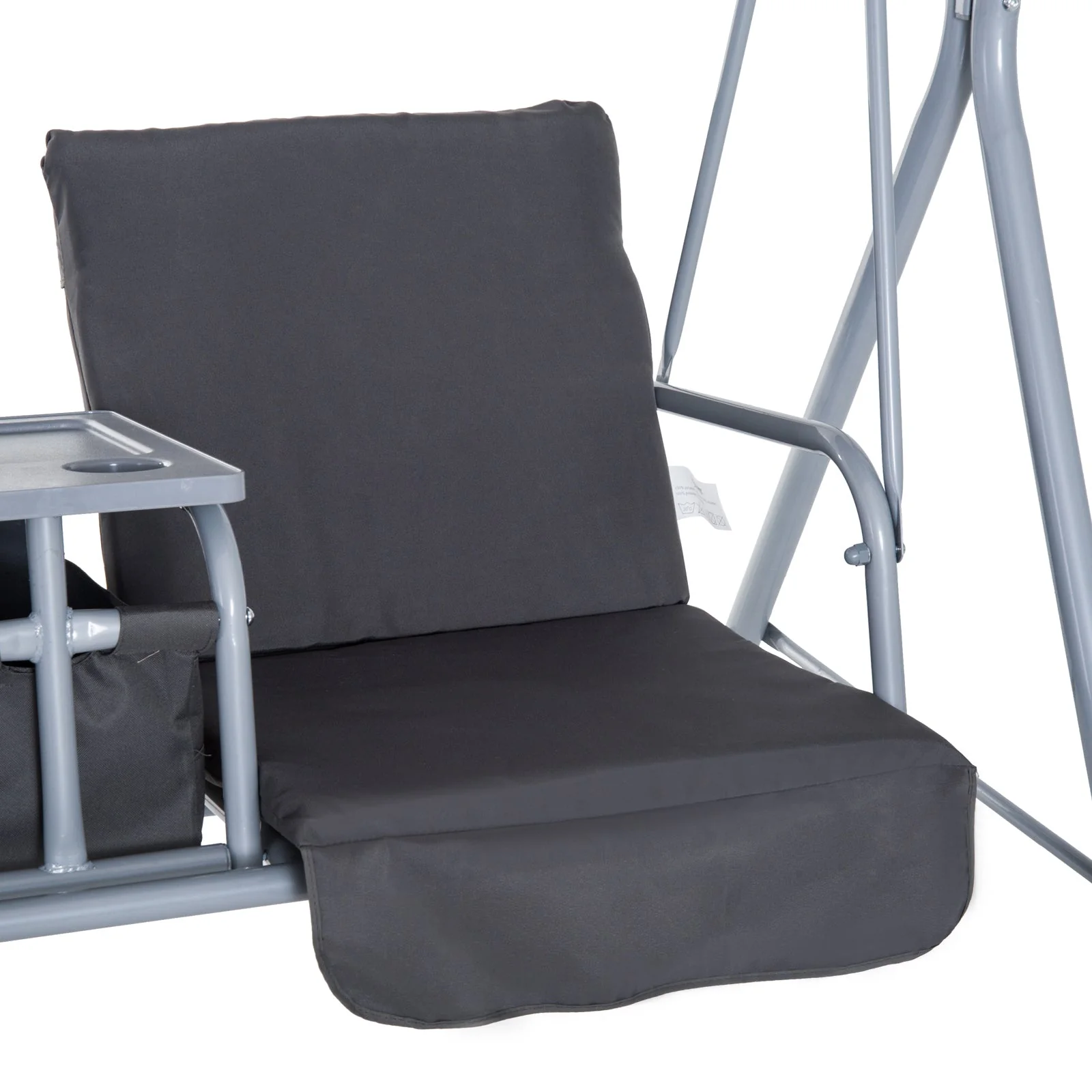 Steel Frame 2 Seater Swing Chair w/ Table Grey - Image 9