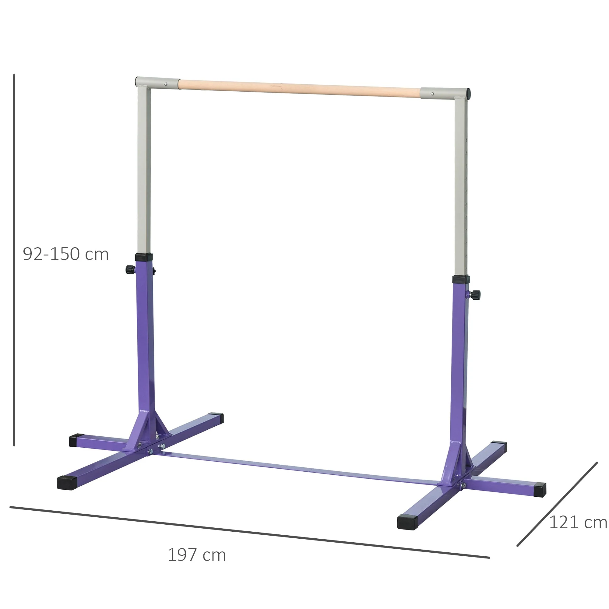 Steel Frame Adjustable Horizonal Gymnastics Bar For Kids Home Gym Training Purple - Image 2
