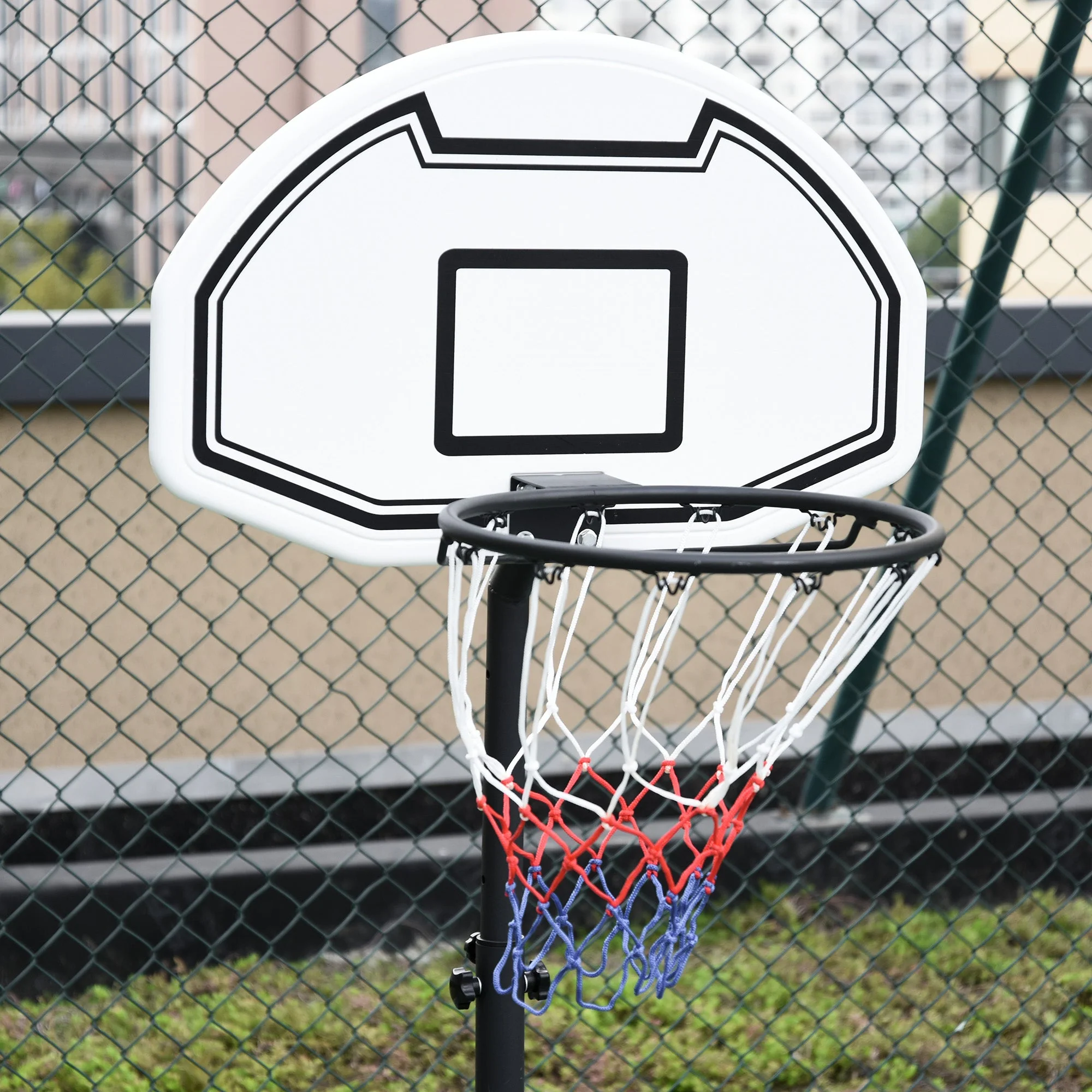 Steel Frame Freestanding Basketball Hoop Height Adjustable Basketball Stand Black - Image 8