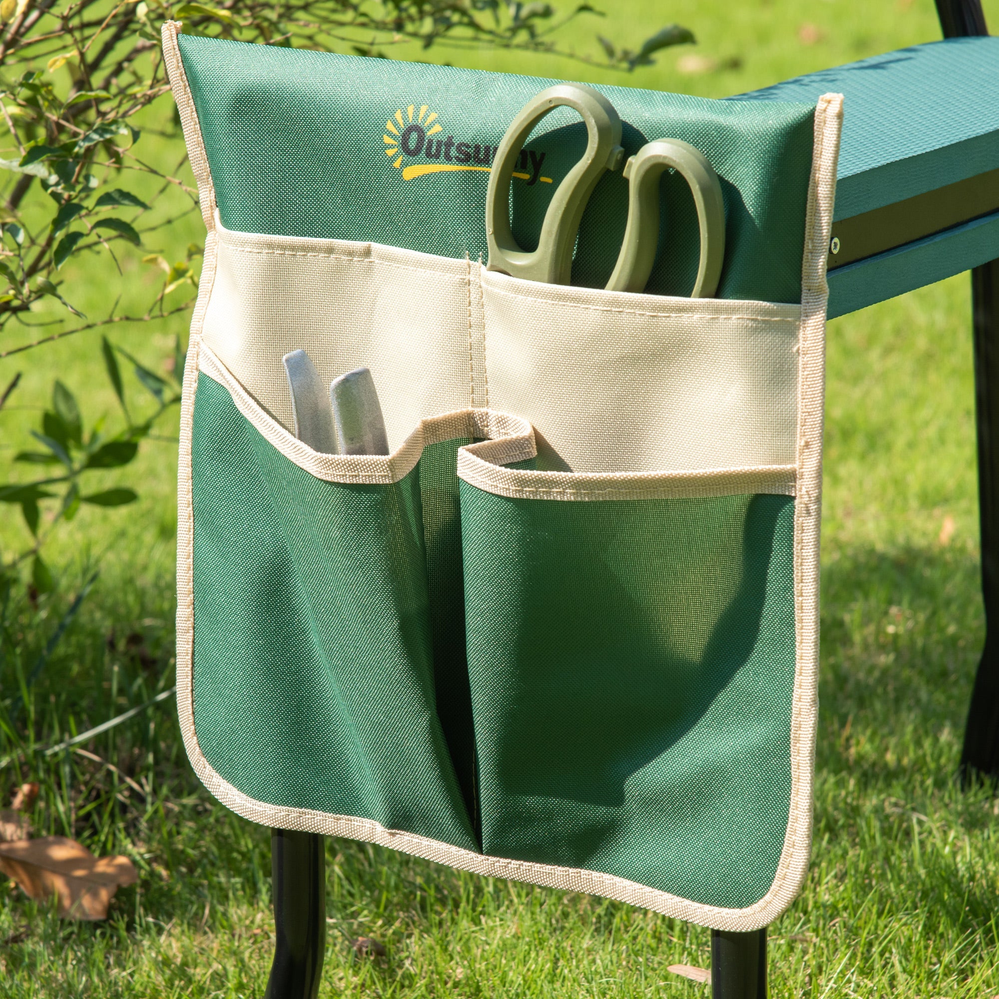 Steel Frame Gardening Kneeler Seat w/ Pouch Green - Image 9