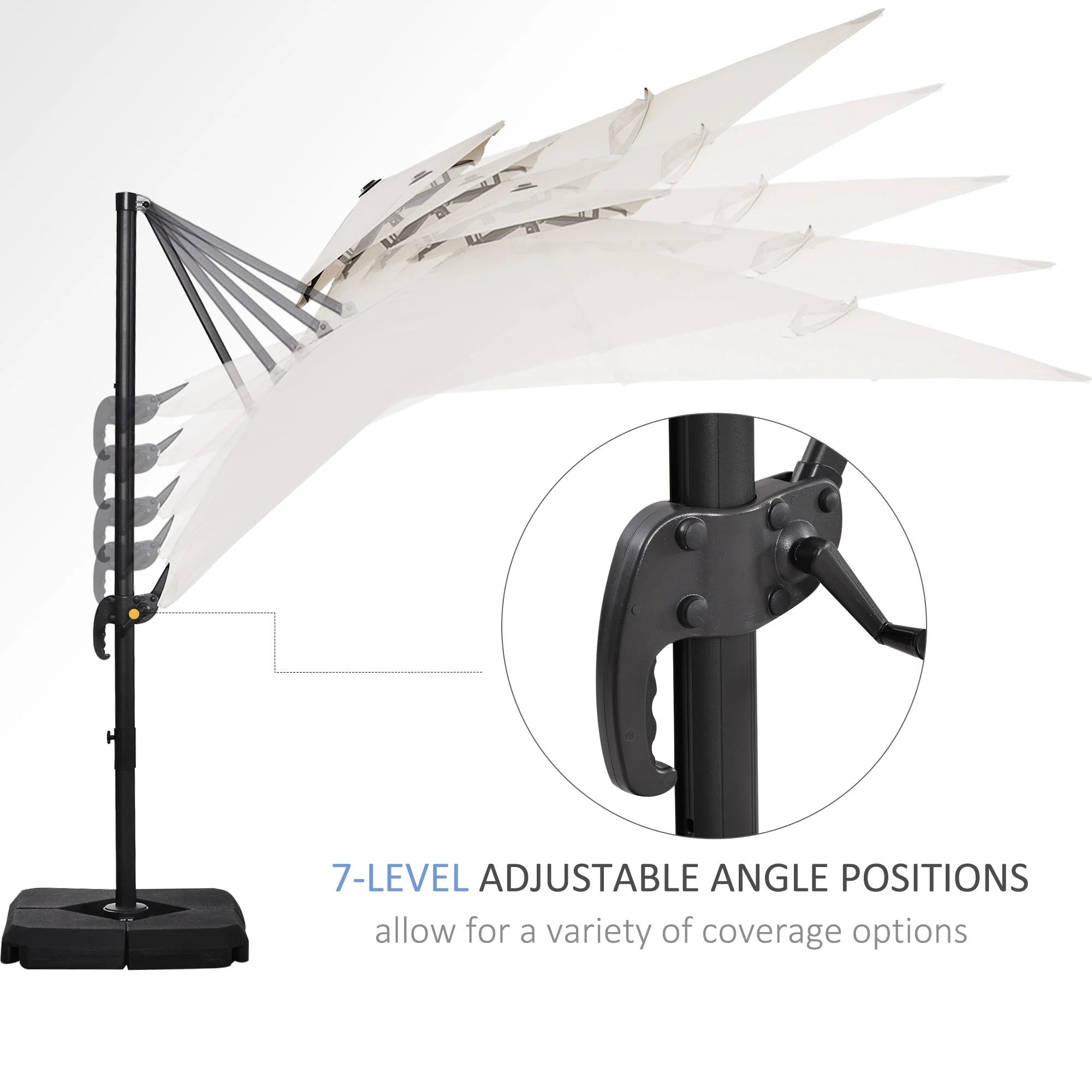 Steel Frame Outdoor Roma Cantilever Umbrella - Image 3