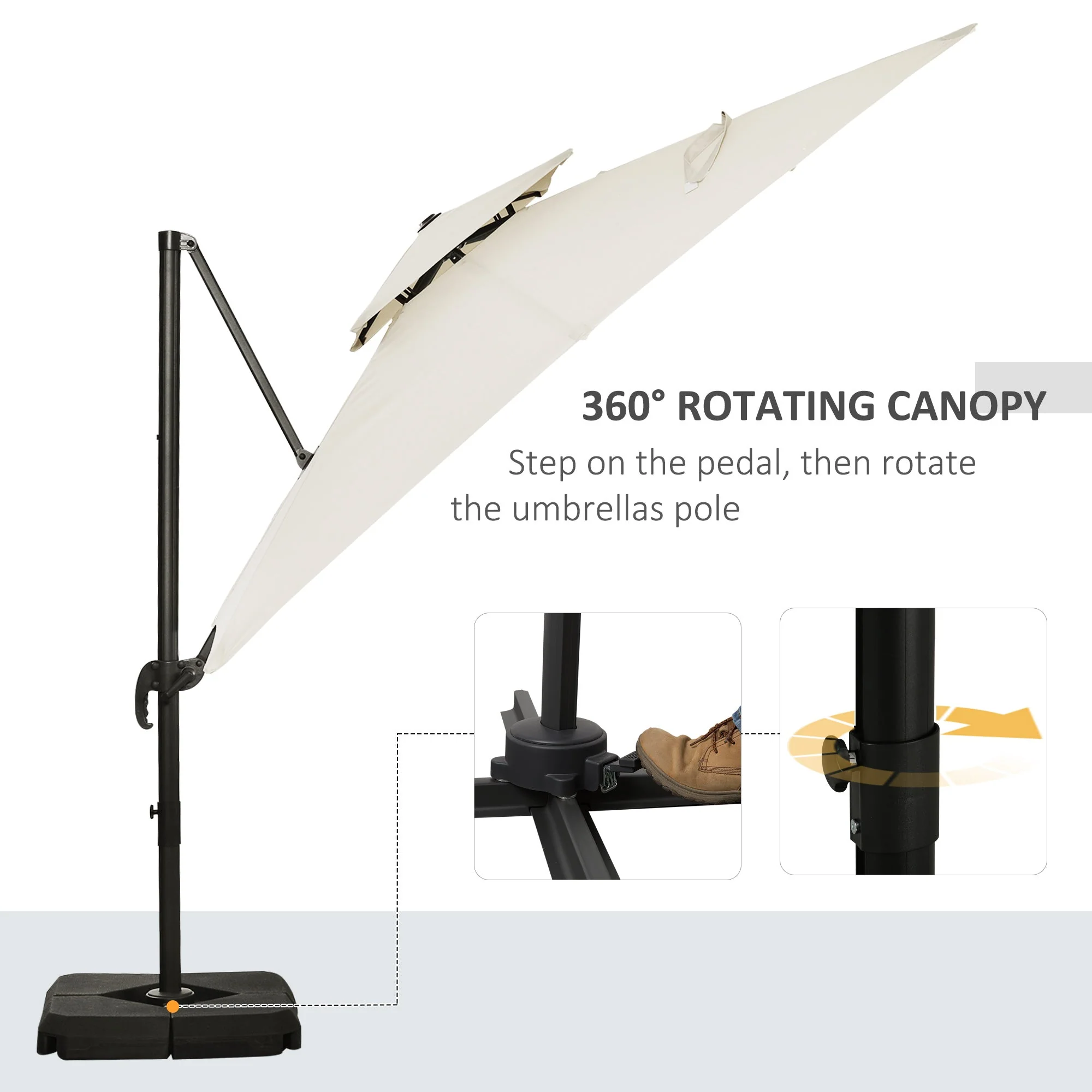 Steel Frame Outdoor Roma Cantilever Umbrella - Image 4