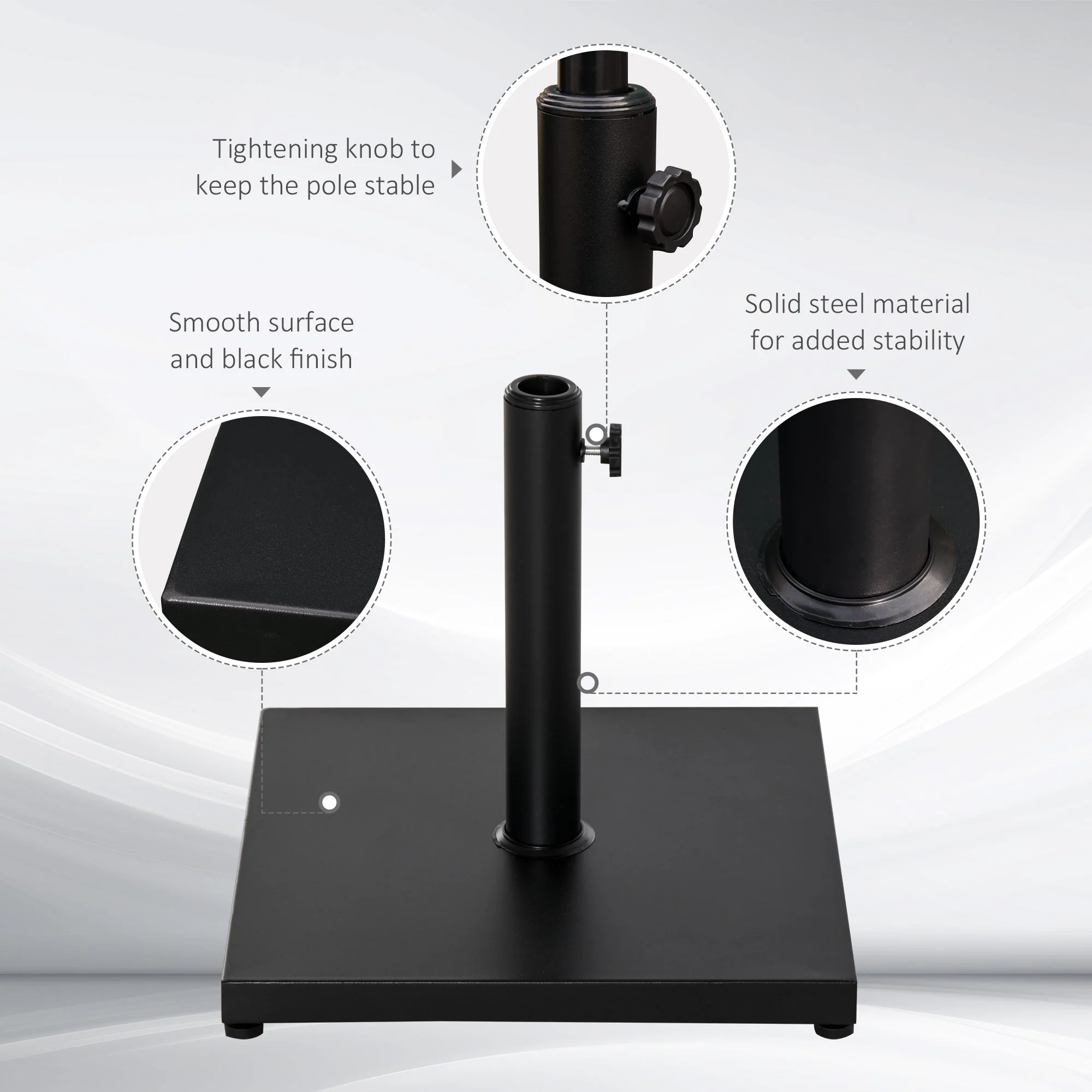 Steel Heavy Duty Adjustable Parasol Base Black - Image 4