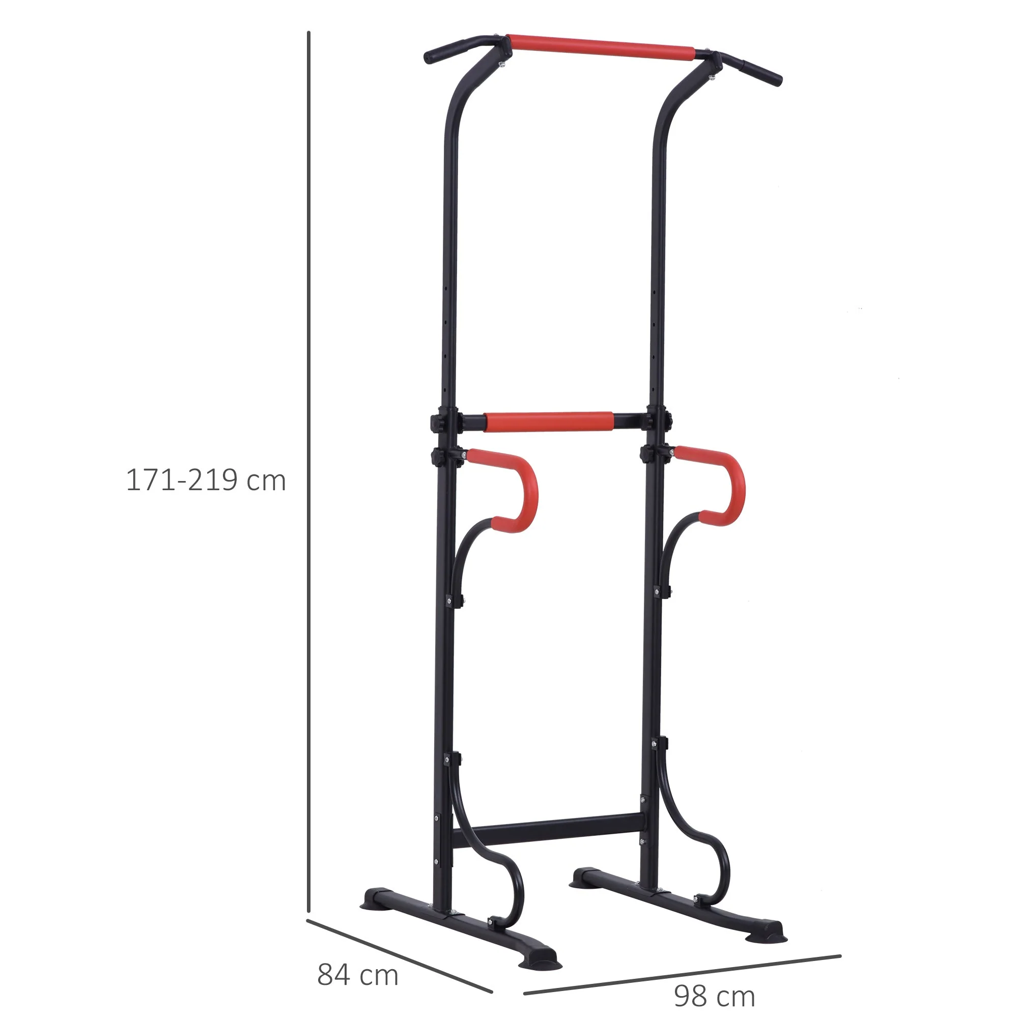 Steel Multi-Use Exercise Power Tower Pull Up Station Adjustable Height W/ Grips - Image 2