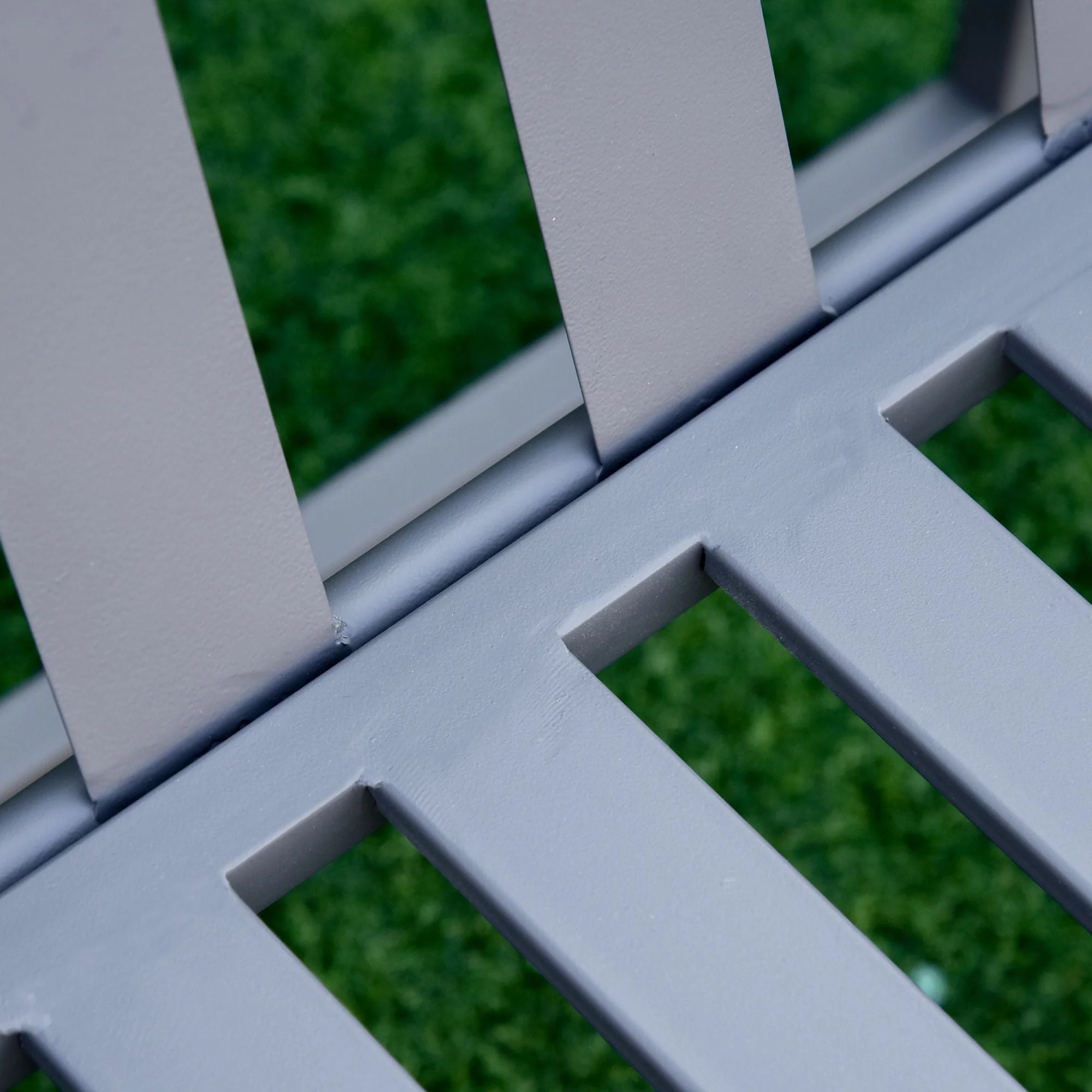 Steel Patio Garden Bench Loveseats for Outdoors Park Yard Slatted Design Grey - Image 8