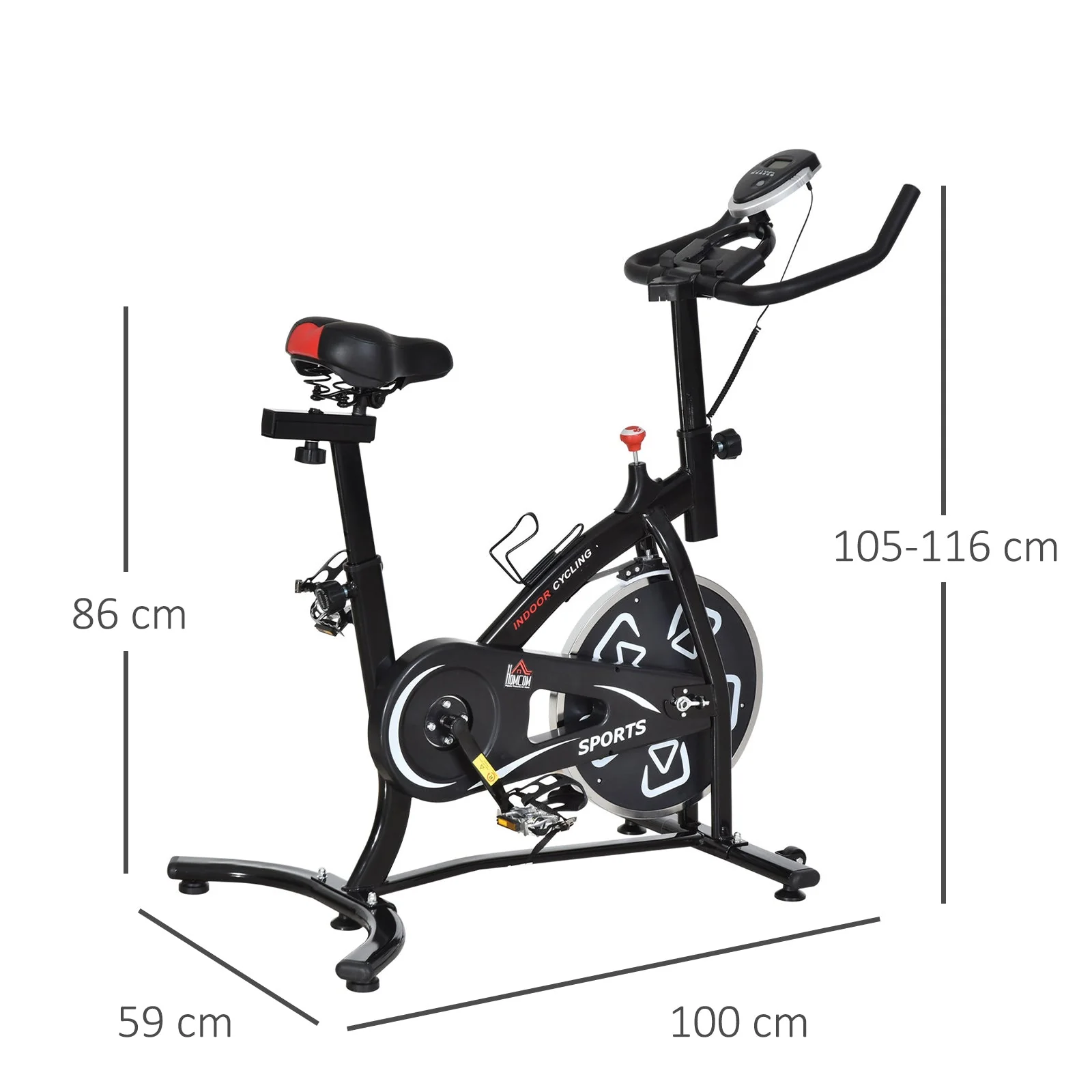 Steel Stationary Bike 8-Level Belt Driven Exercise Bike w/ LCD Monitor Black - Image 3
