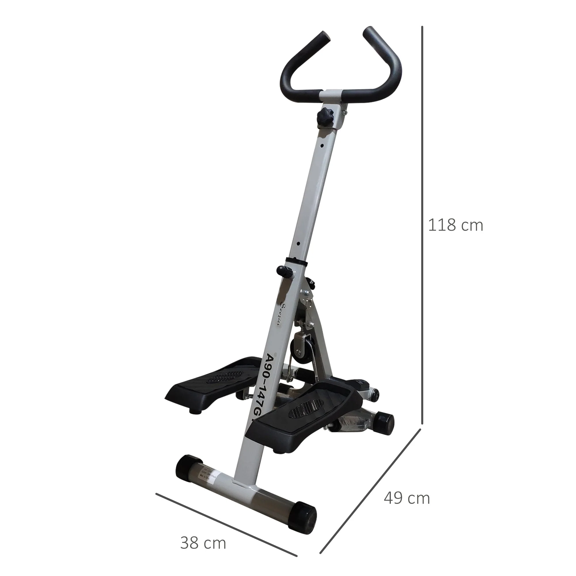 Stepper w/ Handle Hand Grip Workout Fitness Machine For Fitness Aerobic Exercise Home Gym Grey - Image 3