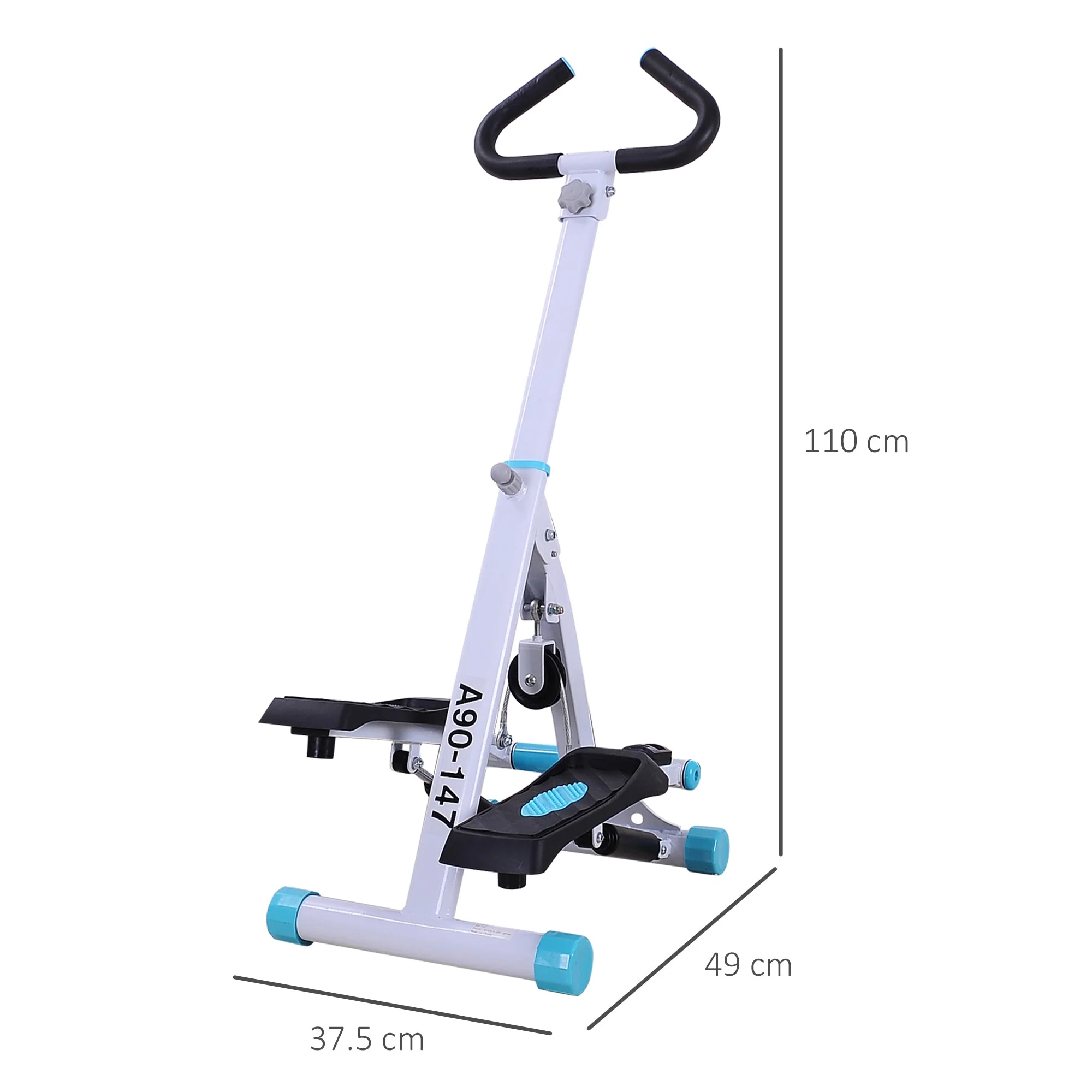 Stepper w/ Handle Hand Grip Workout Fitness Machine For Fitness Aerobic Exercise Home Gym White - Image 3